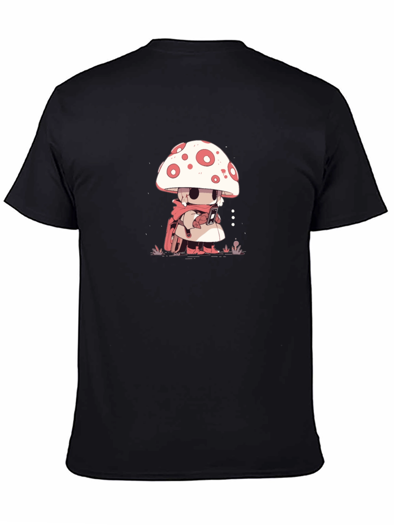 Black Mushroom Character Black T-Shirt view 4