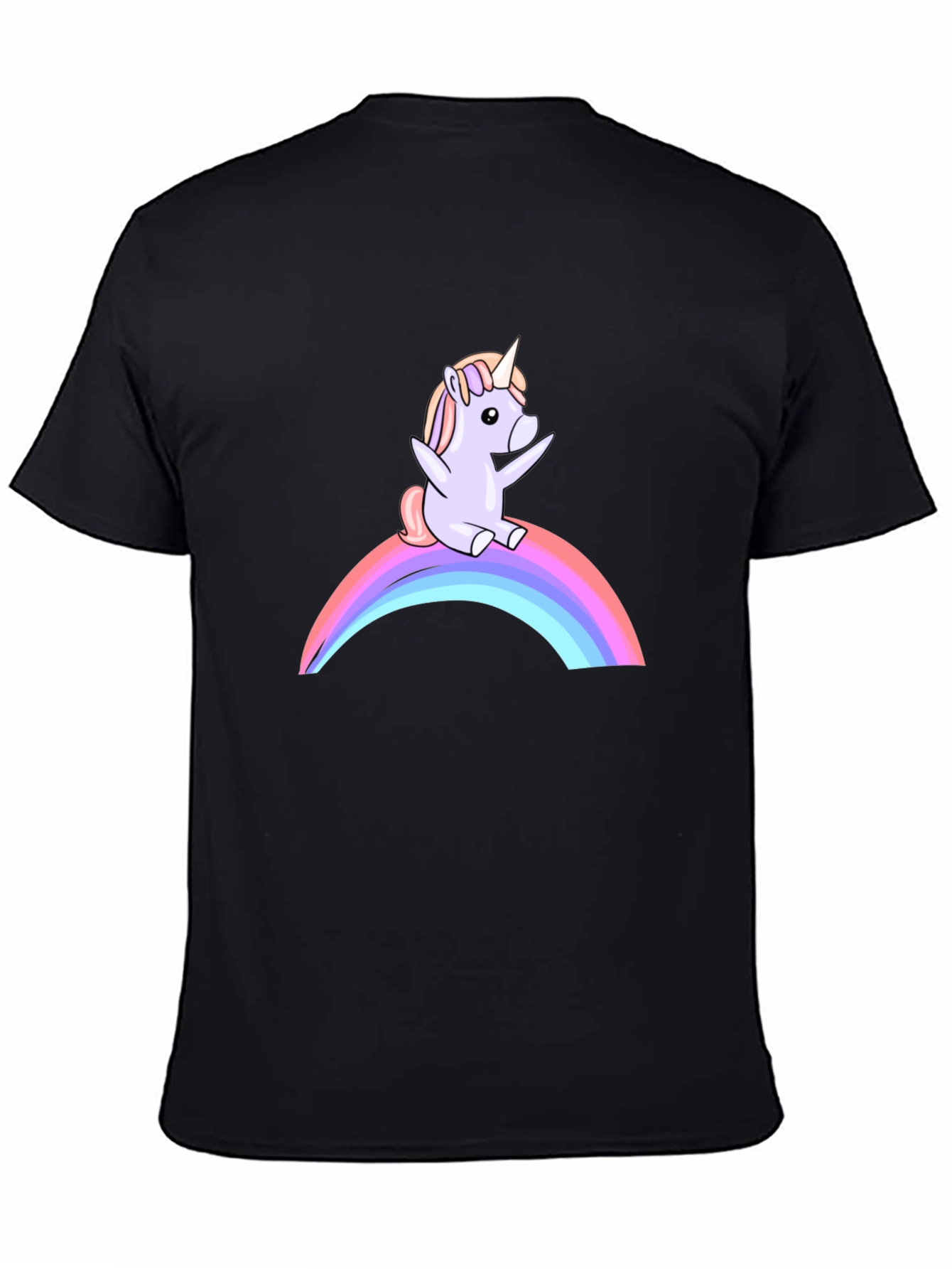 Black Unicorn Rainbow Black T-Shirt view 4