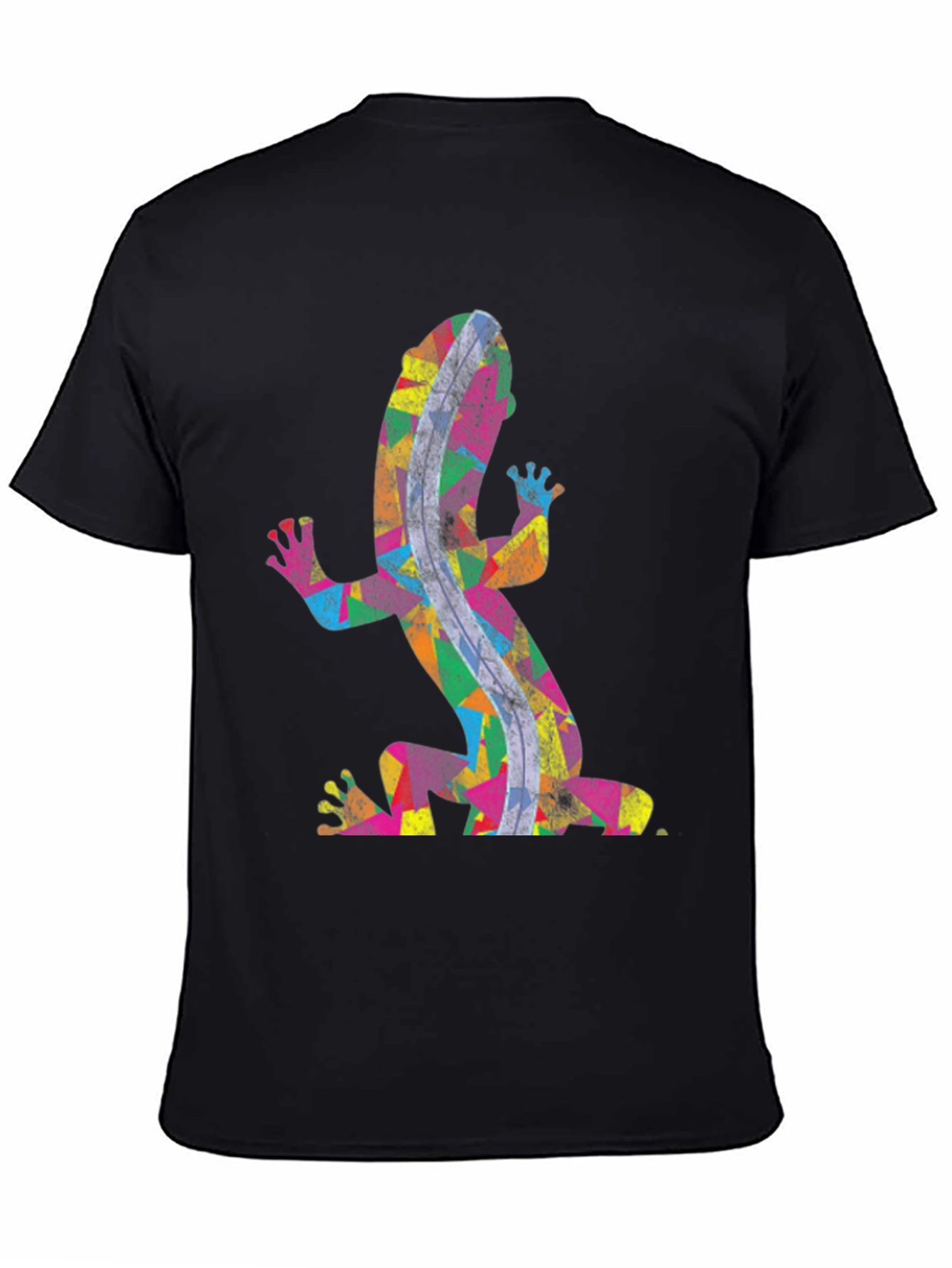 Black Colorful Gecko Print Black T-Shirt view 4