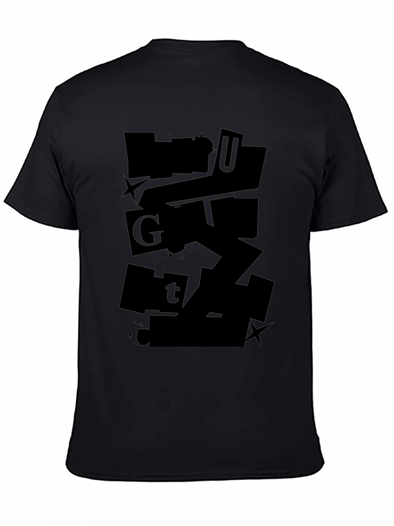 Black Abstract Graphic Black T-Shirt view 4