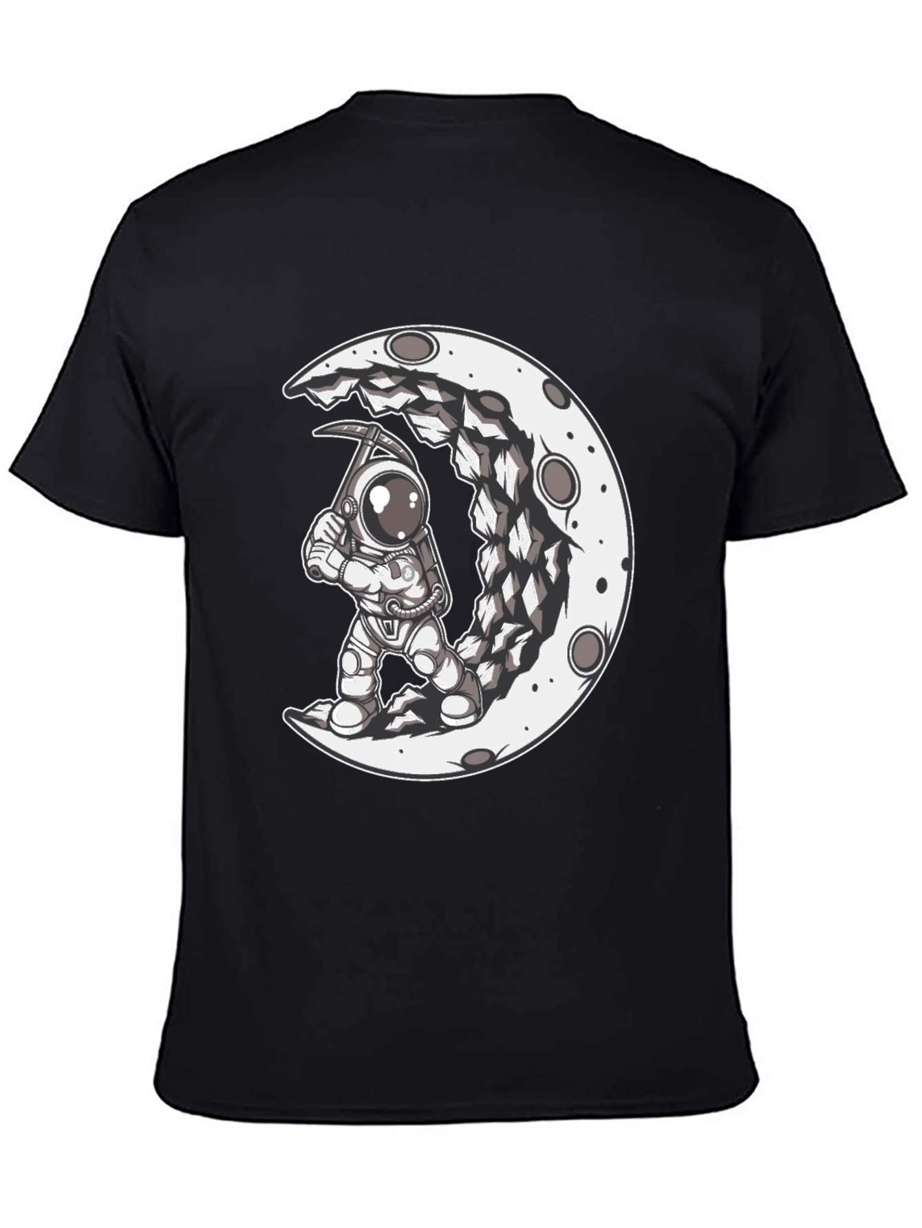 Black Astronaut Moon Mining Black Graphic T-Shirt view 4