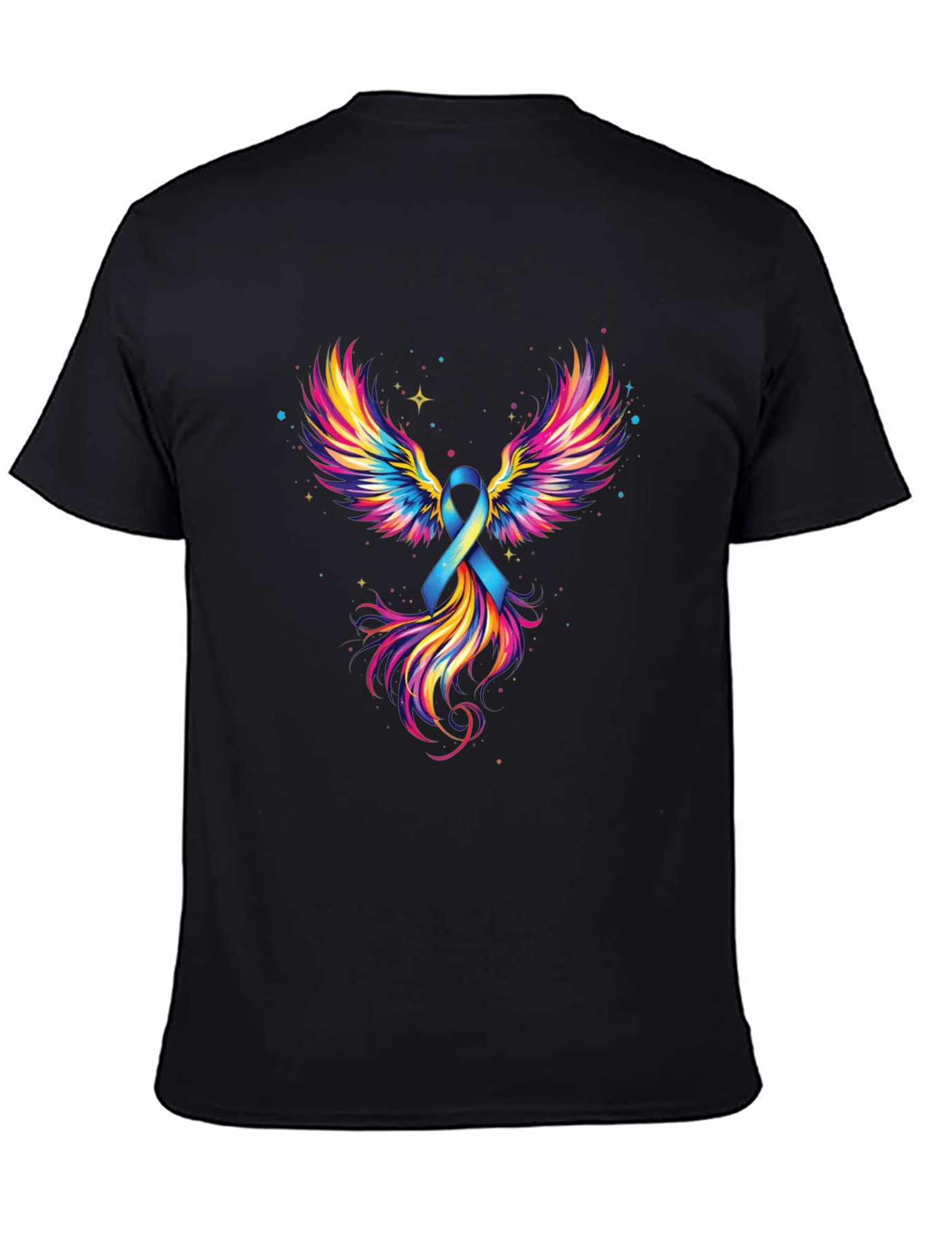 Black Ribbon Wings Graphic Tee - Awareness Shirt view 4