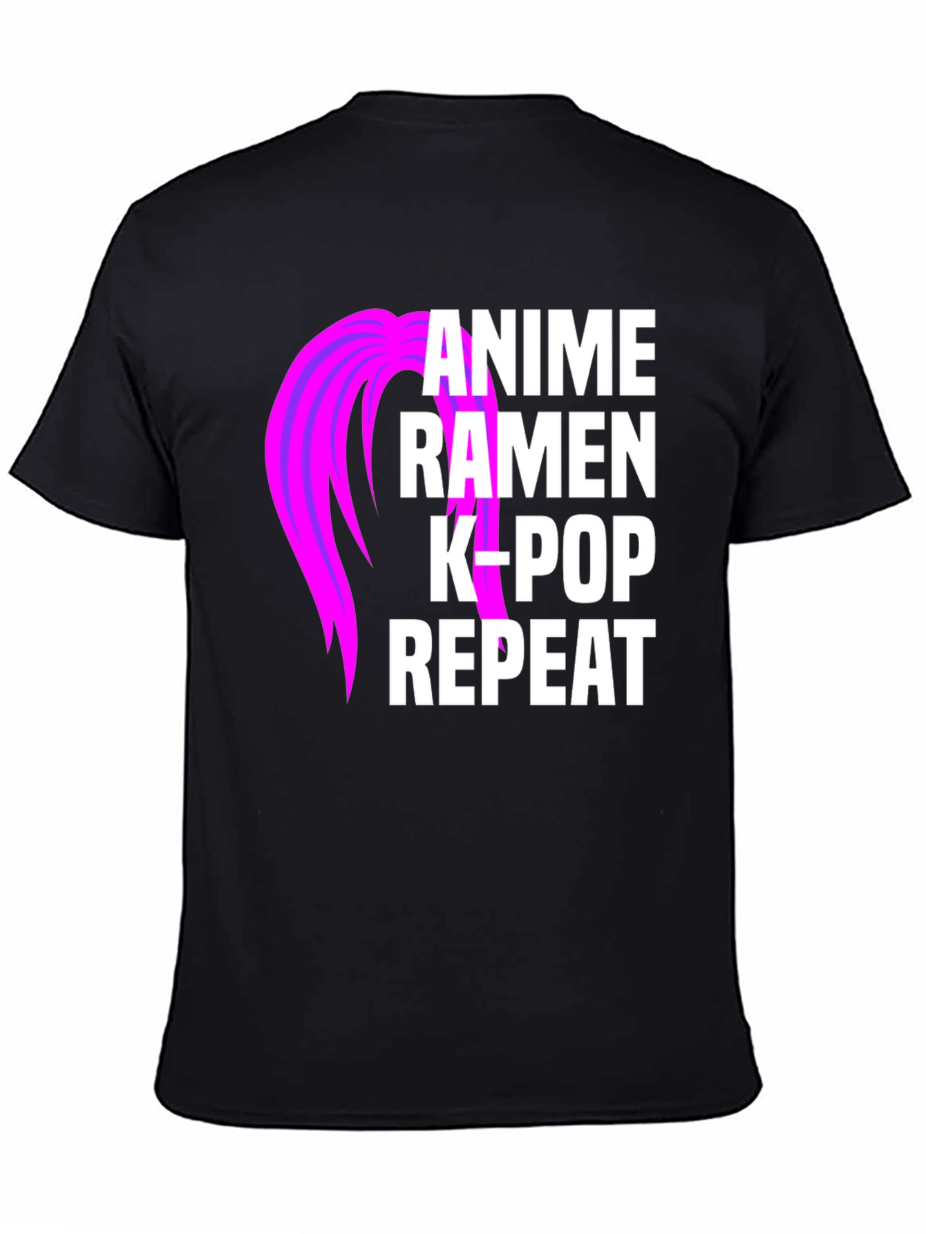 Black Anime Ramen K-Pop Repeat Graphic Tee view 4