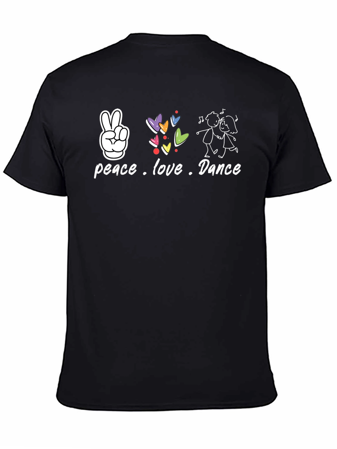 Black Peace Love Dance Graphic T-Shirt view 4