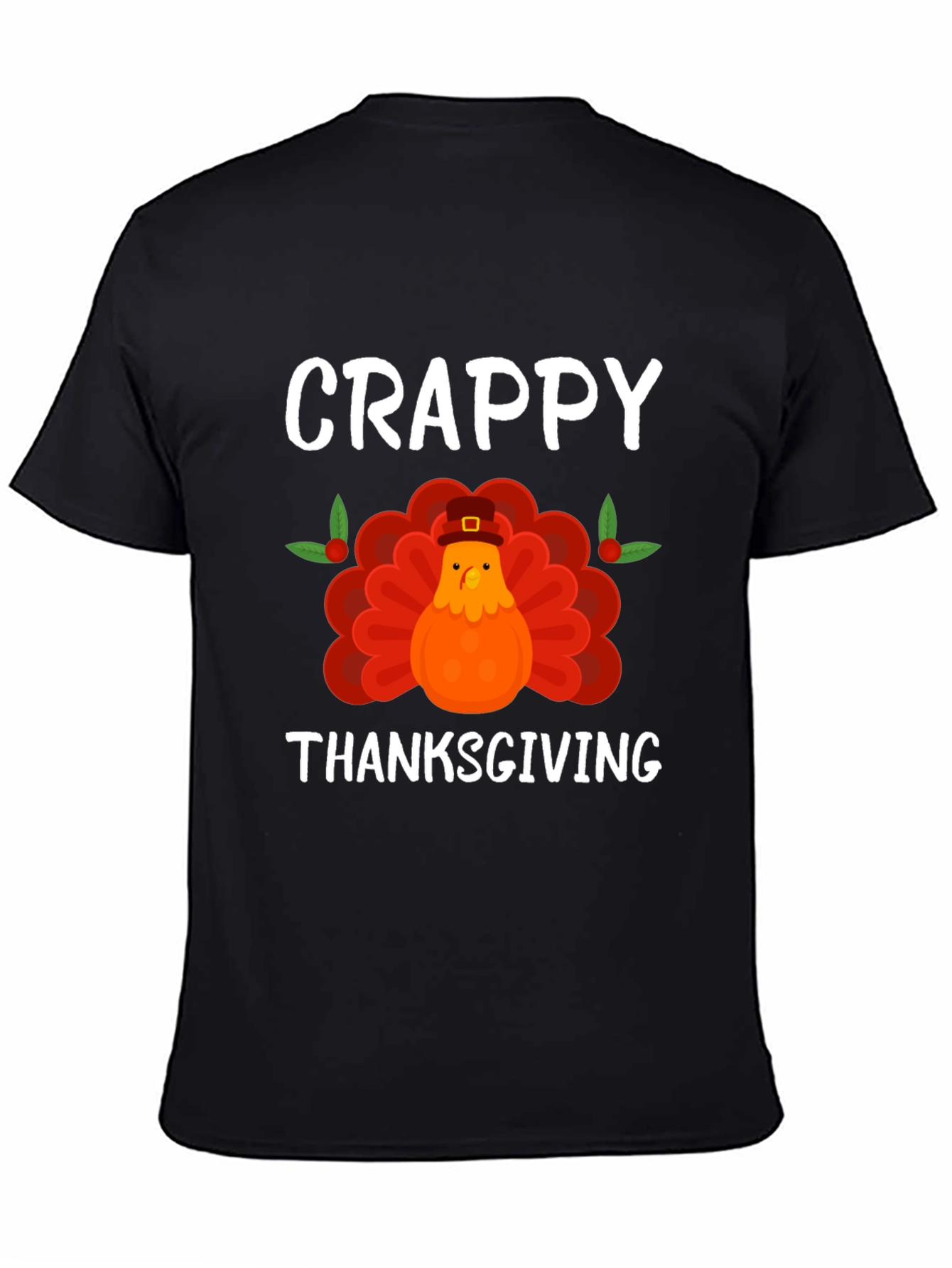 Black Crappy Thanksgiving Turkey Graphic T-Shirt view 4