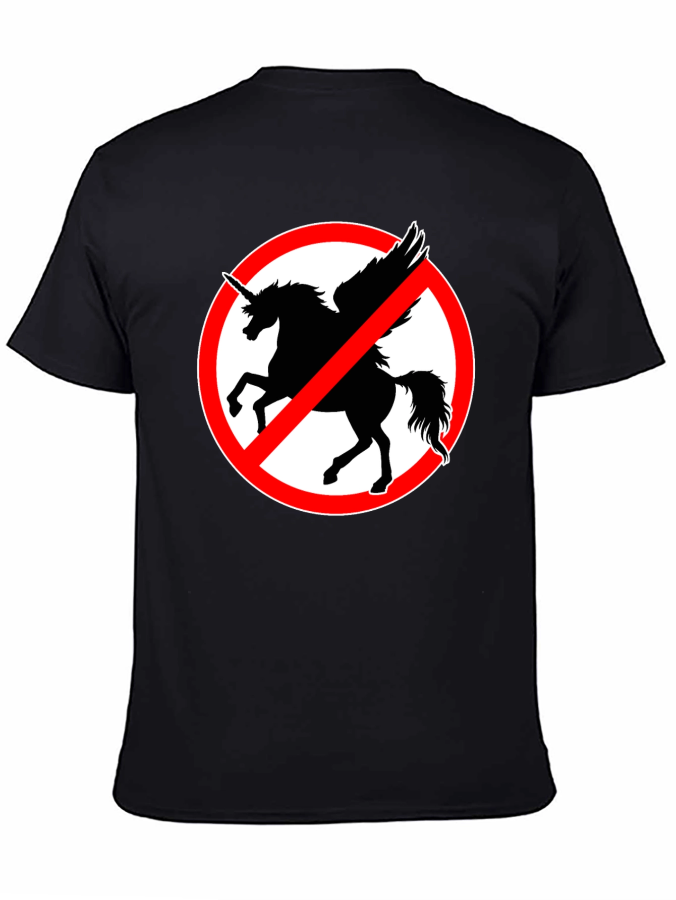 Black No Unicorns T-Shirt - Men's Black Crew Neck Tee view 4