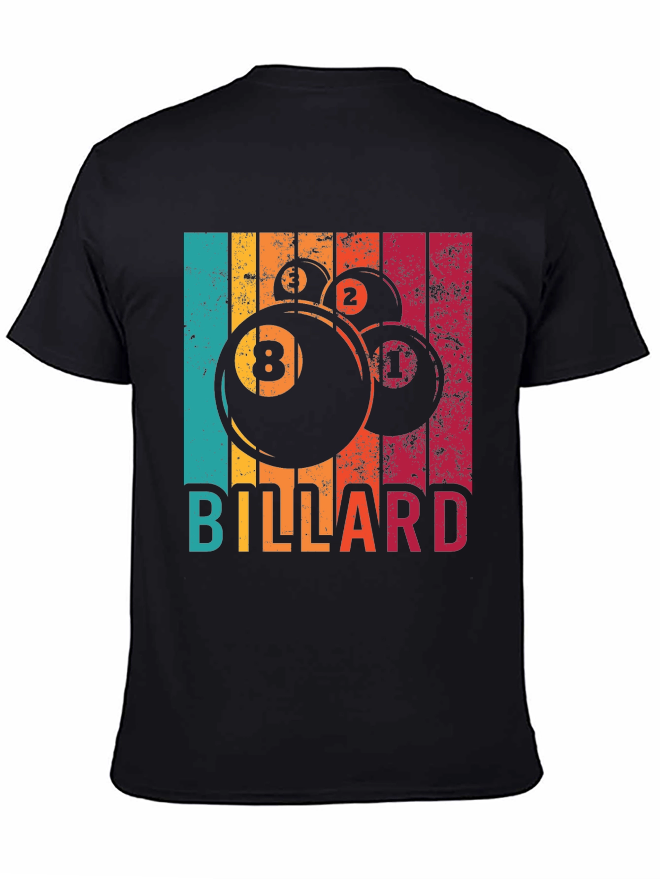 Black Retro Billiards T-Shirt - Vintage Pool Design view 4