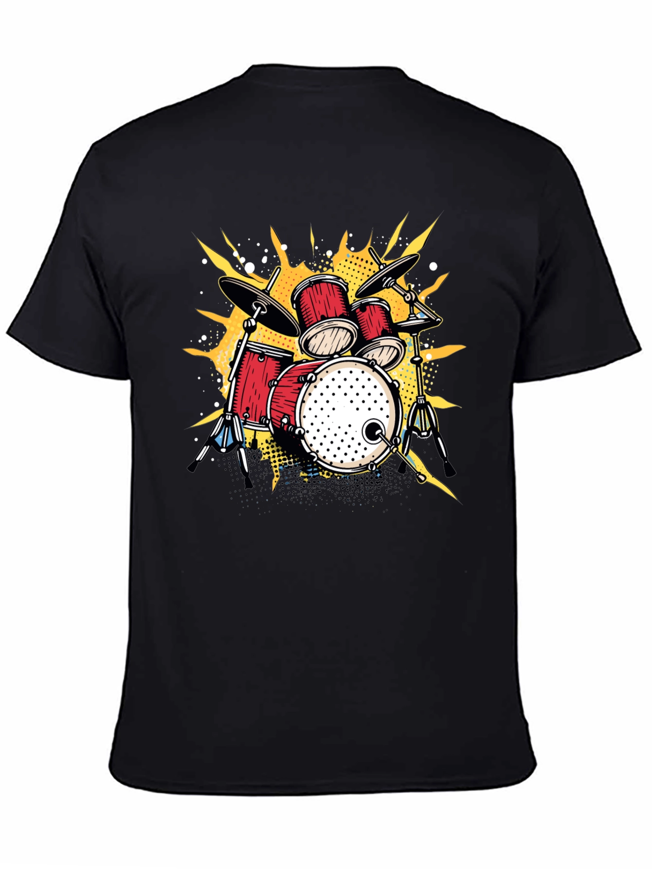 Black Drum Set Graphic T-Shirt - Music Lover Tee view 4