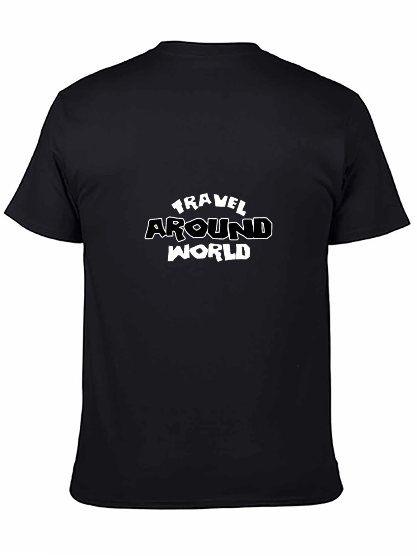 Black Travel Around World Graphic Tee - Black Cotton T-Shirt view 4
