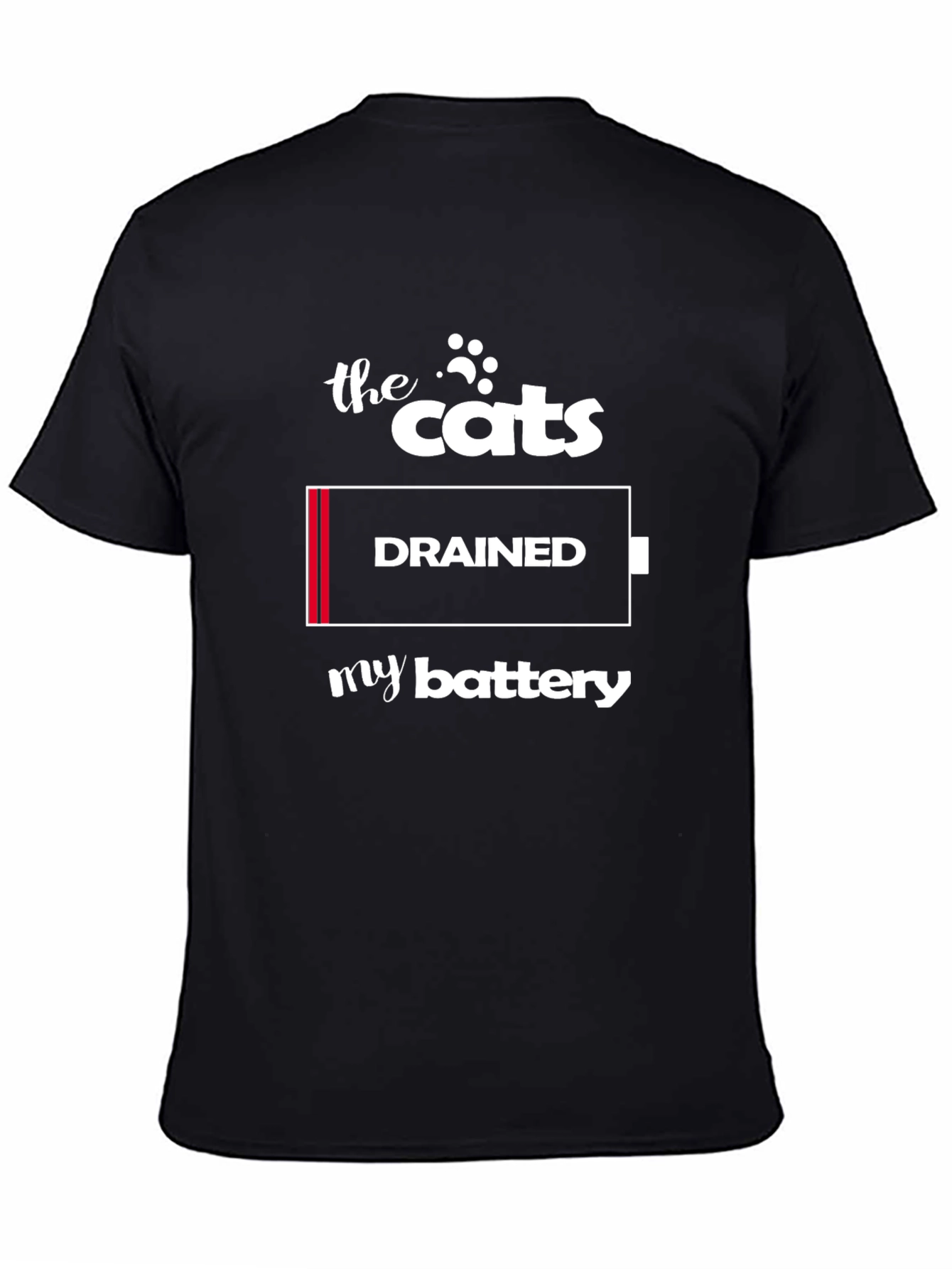 Black The Cats Drained My Battery Graphic T-Shirt view 4