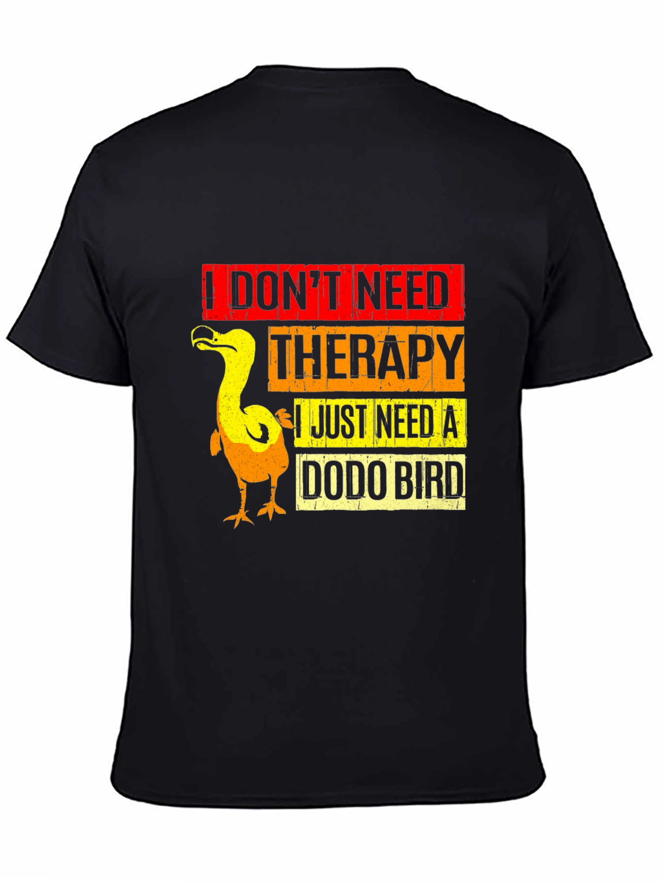 Black Dodo Bird Therapy T-Shirt, Funny Graphic Tee view 4