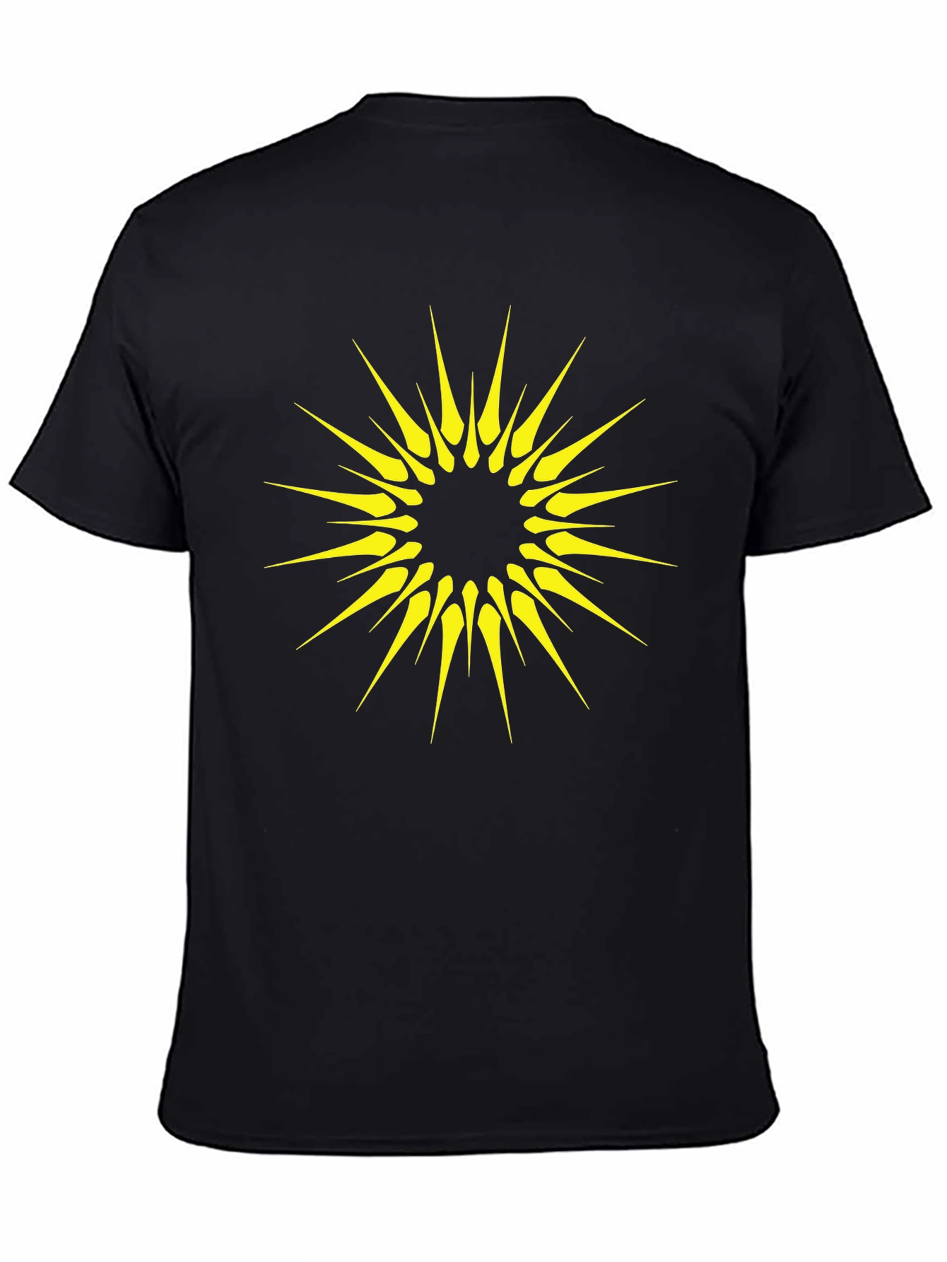 Black Geometric Sunburst Graphic Black T-Shirt view 4