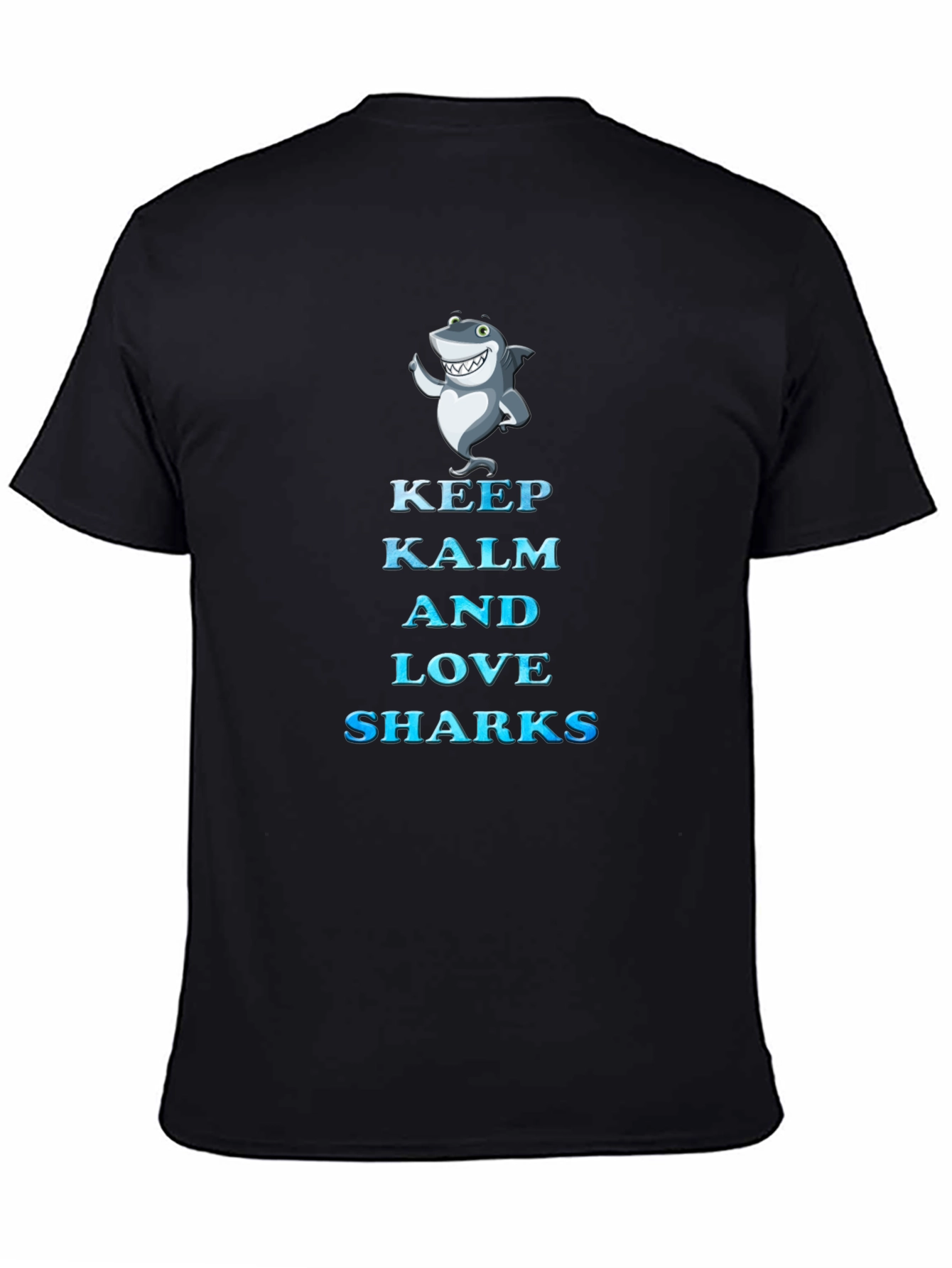Black Keep Kalm and Love Sharks T-Shirt view 4