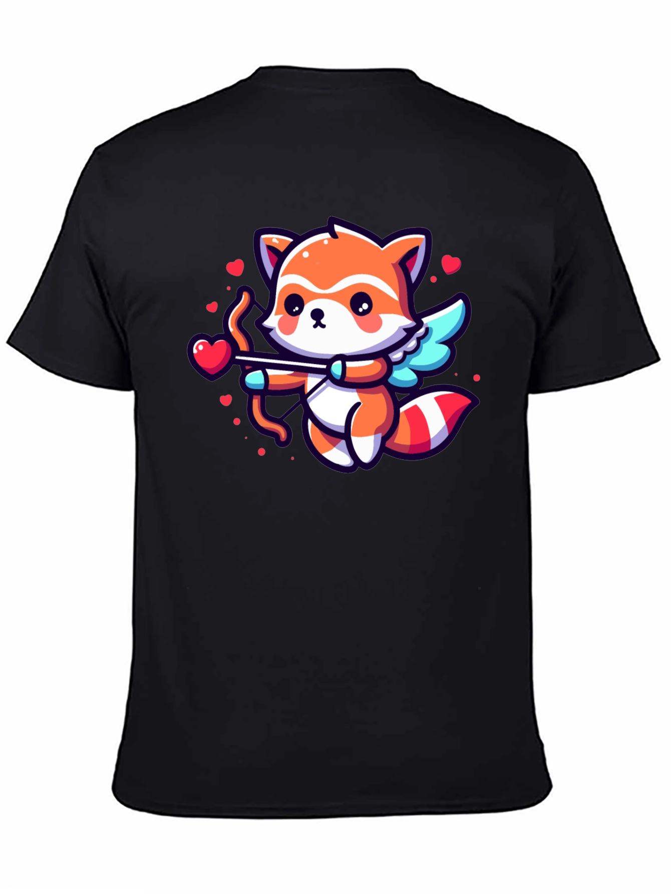 Black Cute Cupid Fox Graphic Tee view 4