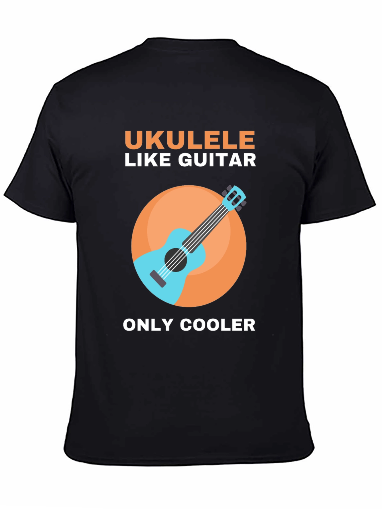 Black Ukulele Like Guitar Graphic Tee view 4