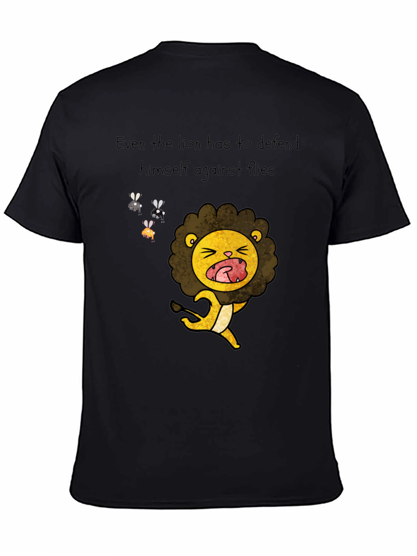 Black Funny Lion Cartoon T-Shirt - Even Lions Have Bad Days! view 4