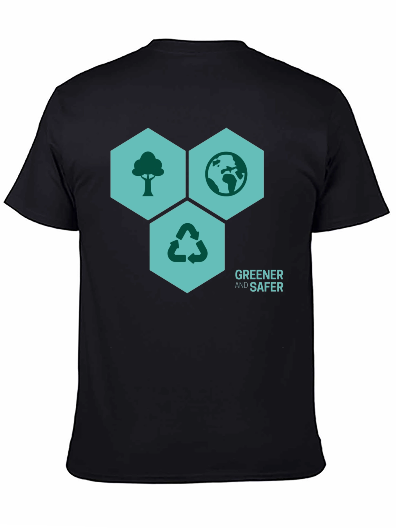 Black Eco-Friendly 'Greener & Safer' Graphic T-Shirt view 4
