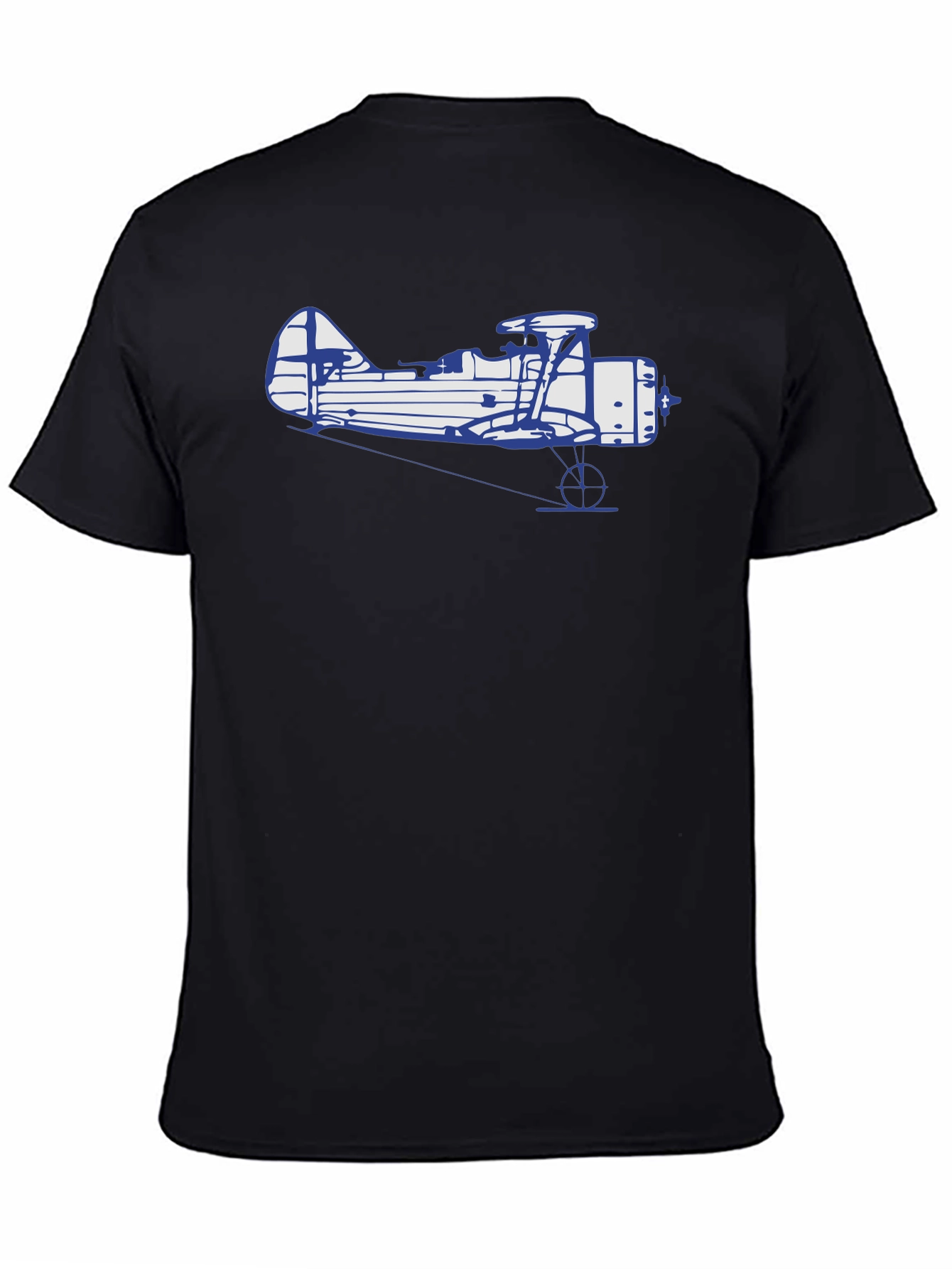 Black Vintage Biplane Graphic T-Shirt - Classic Style view 4