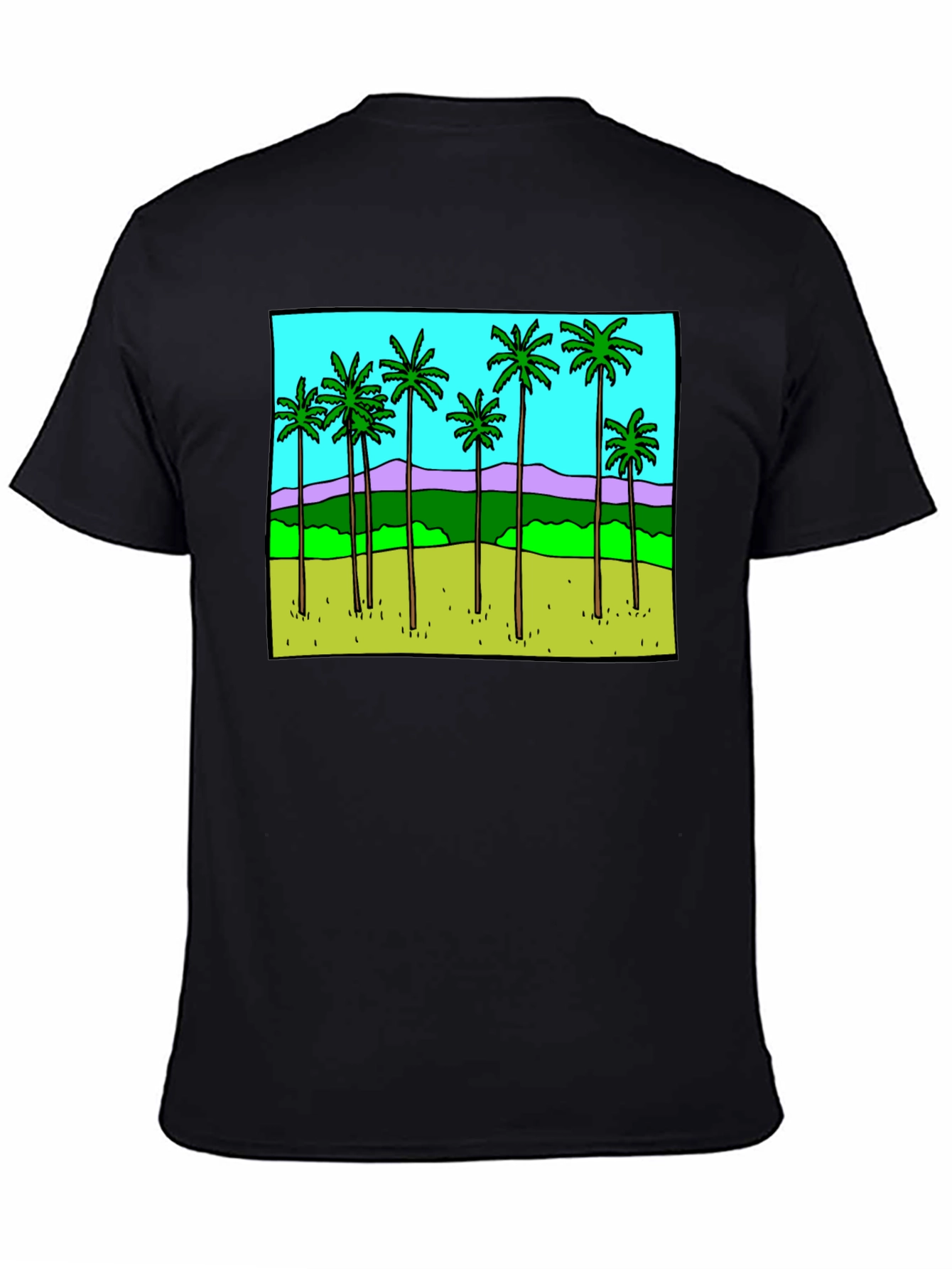 Black Palm Tree Graphic Tee - Black Casual T-Shirt view 4