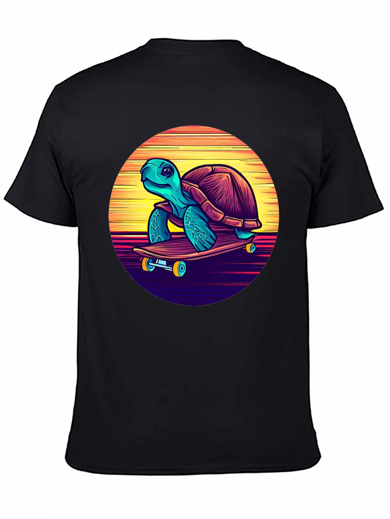 Black Skateboarding Turtle Graphic Tee - Cool Retro Design view 4