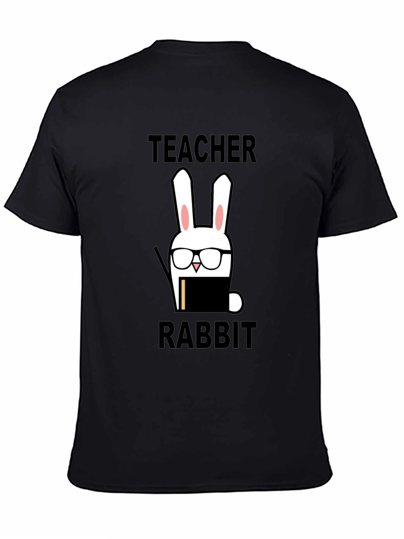 Black Teacher Rabbit Graphic Tee - Back to School Style view 4