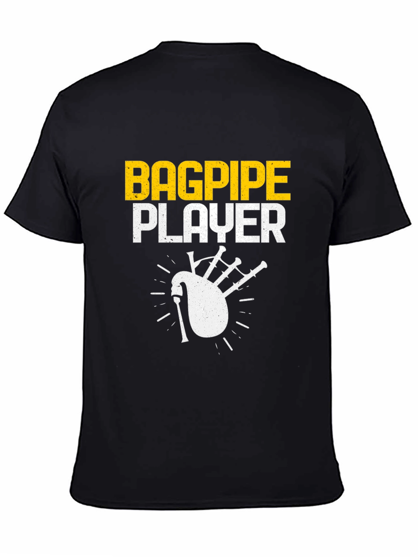 Black Bagpipe Player Graphic T-Shirt - Musician Tee view 4