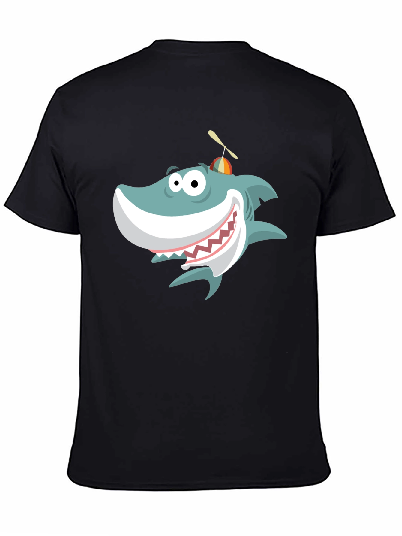 Black Cartoon Shark Graphic Tee - Fun & Unique Design view 4