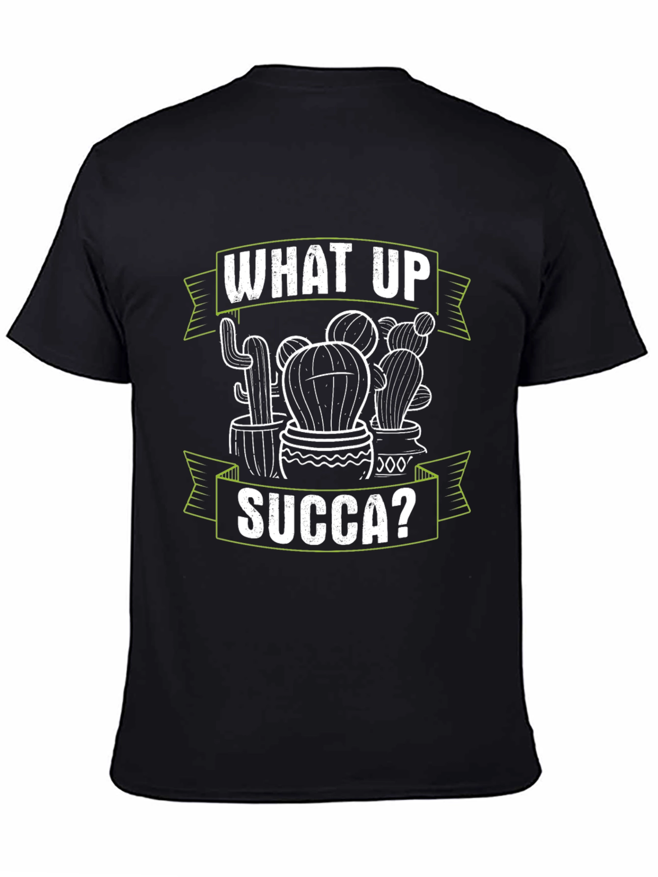 Black What Up Succa? Graphic T-Shirt - Funny Cactus Tee view 4