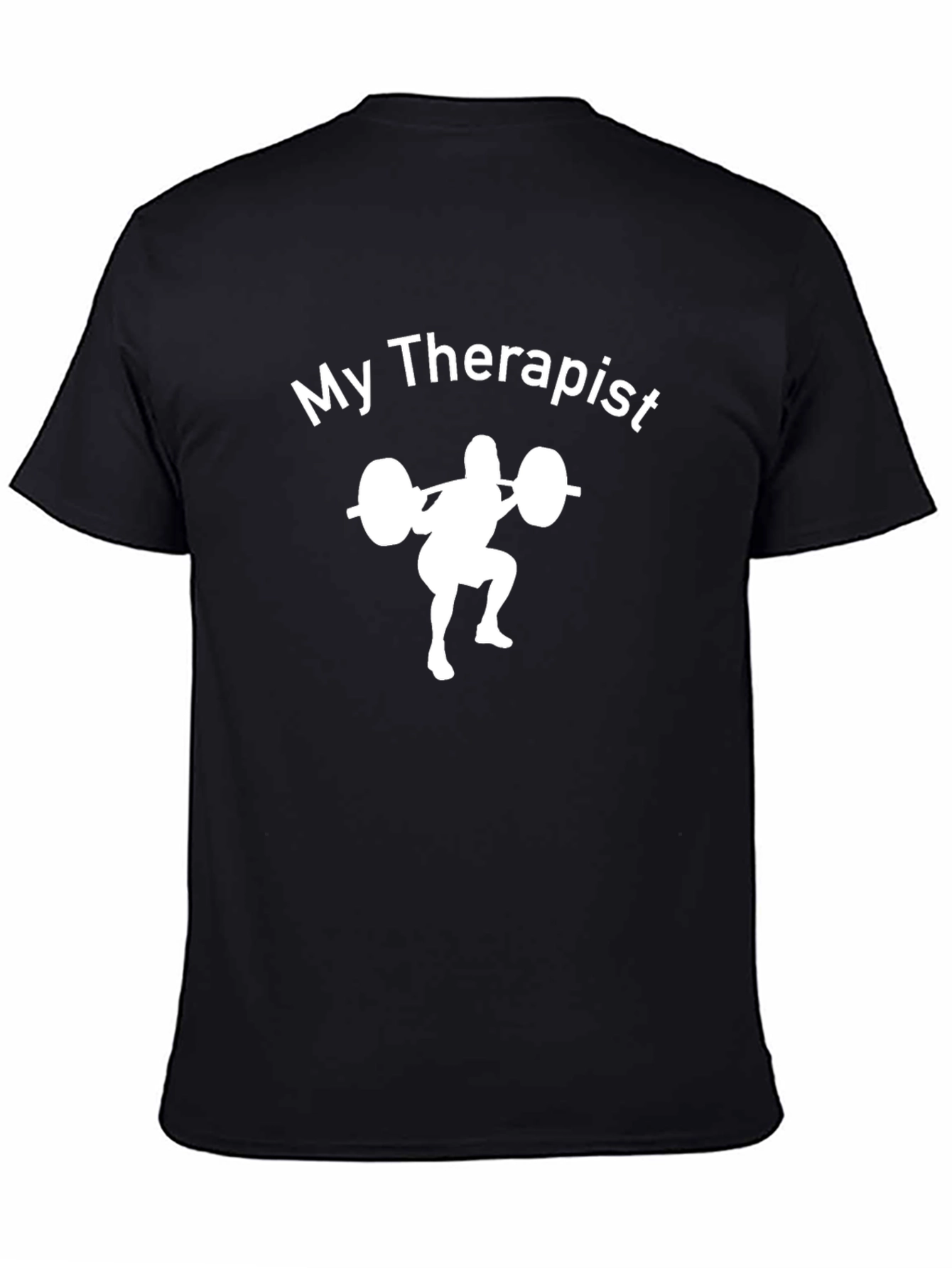 Black My Therapist Weightlifting Graphic Tee view 4