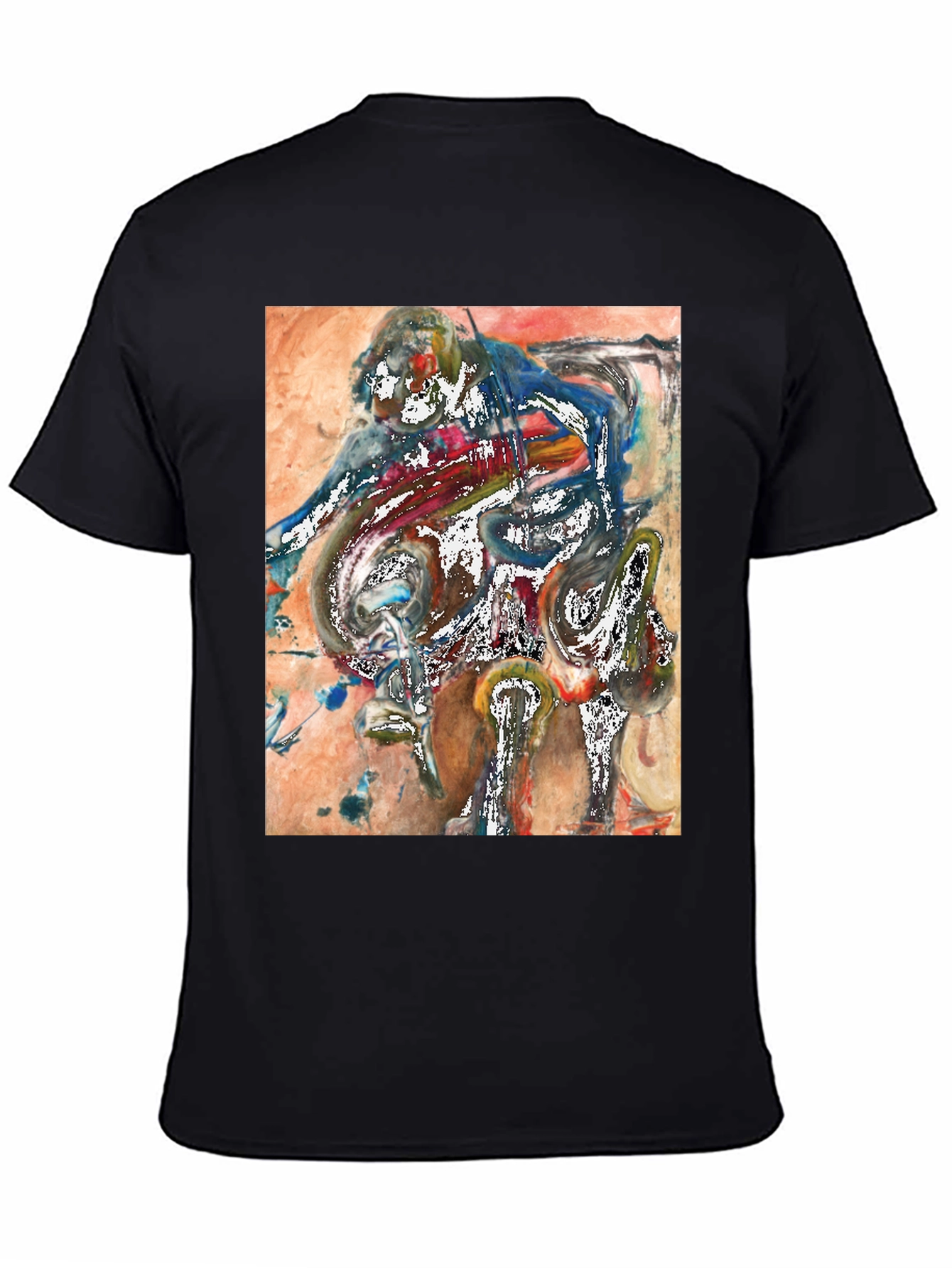 Black Abstract Art Graphic Tee - Unique Men's T-Shirt view 4