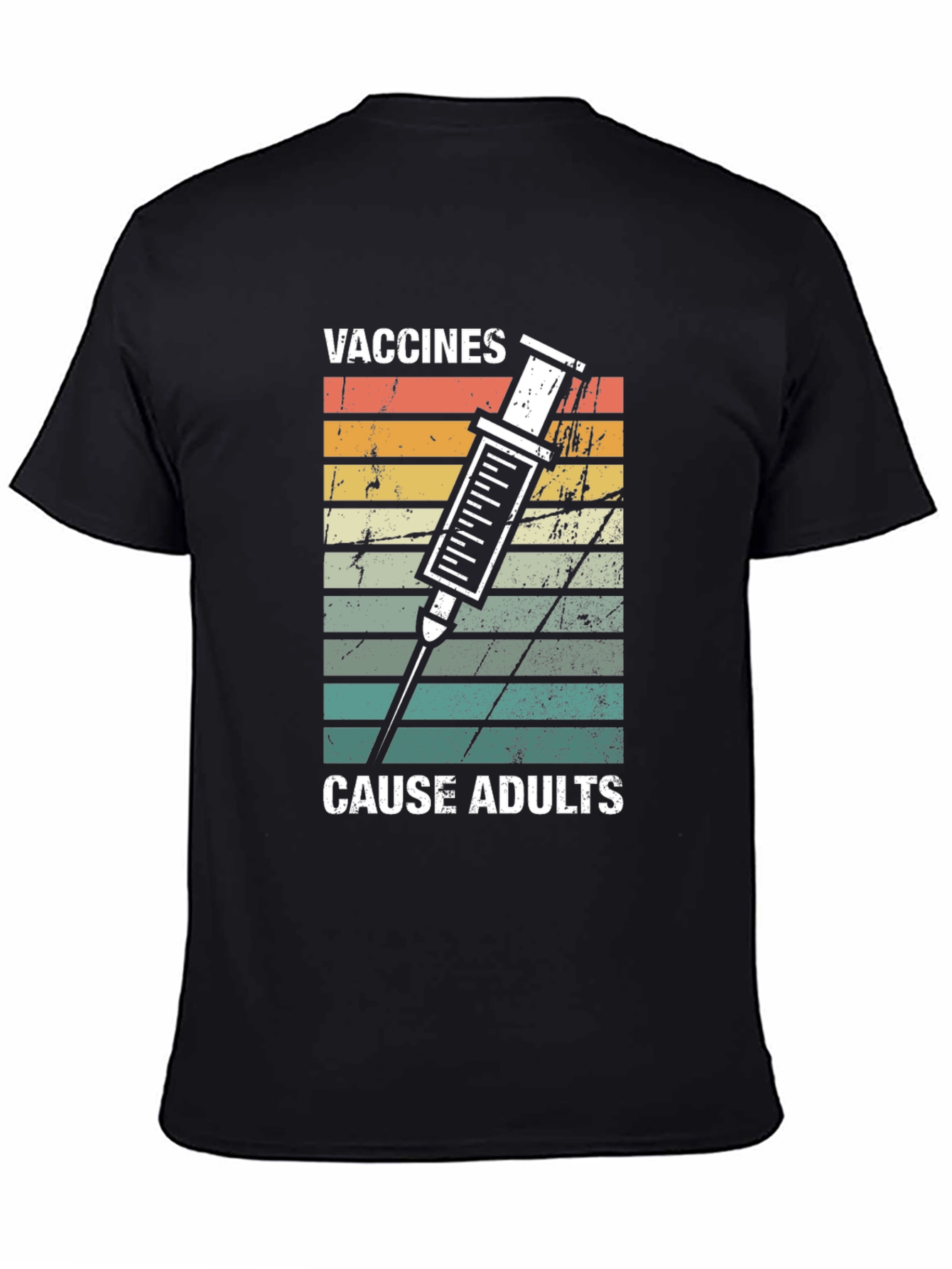 Black Vaccines Cause Adults Graphic T-Shirt view 4