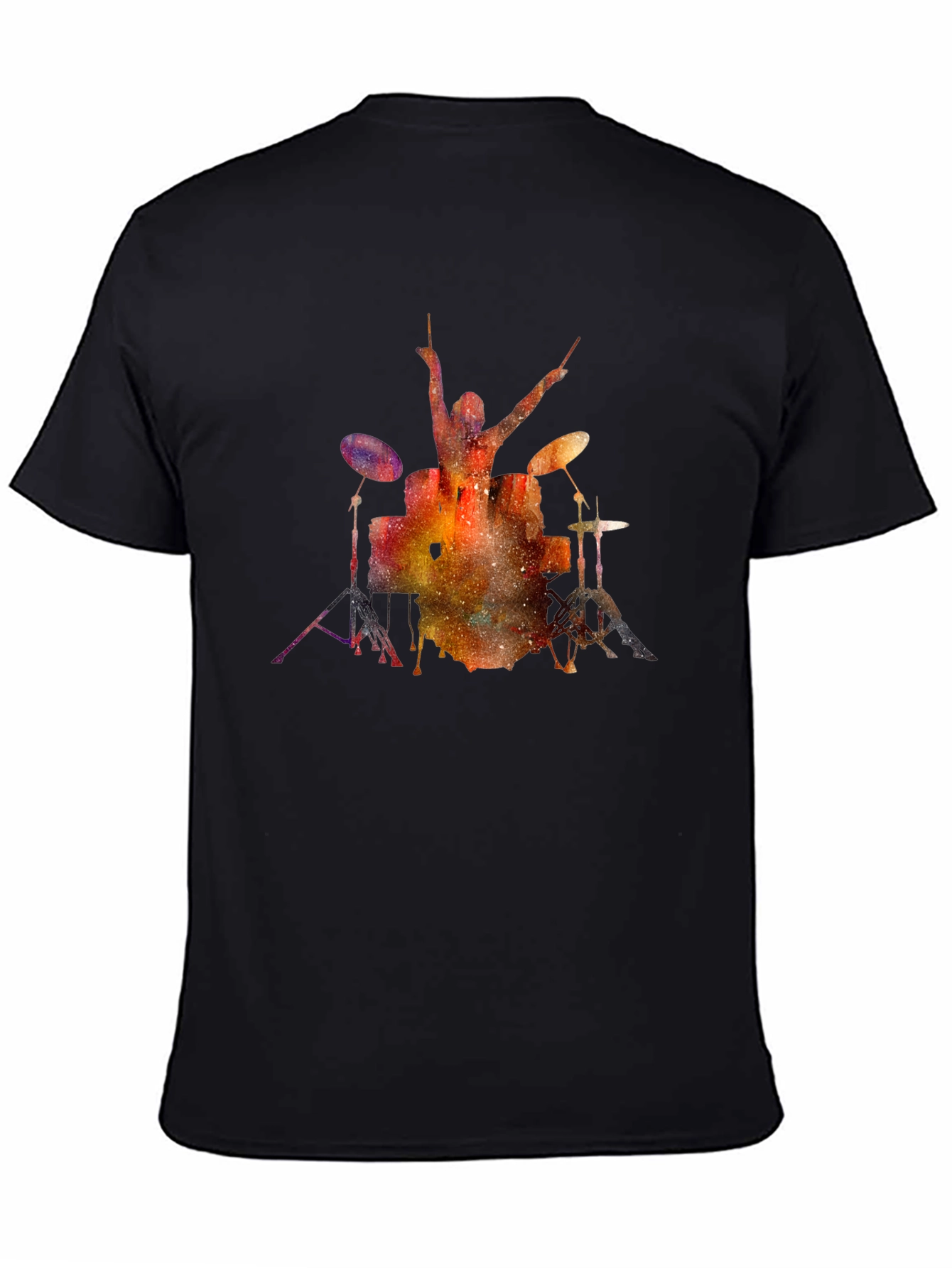 Black Cosmic Drummer T-Shirt - Black Cotton Tee view 4