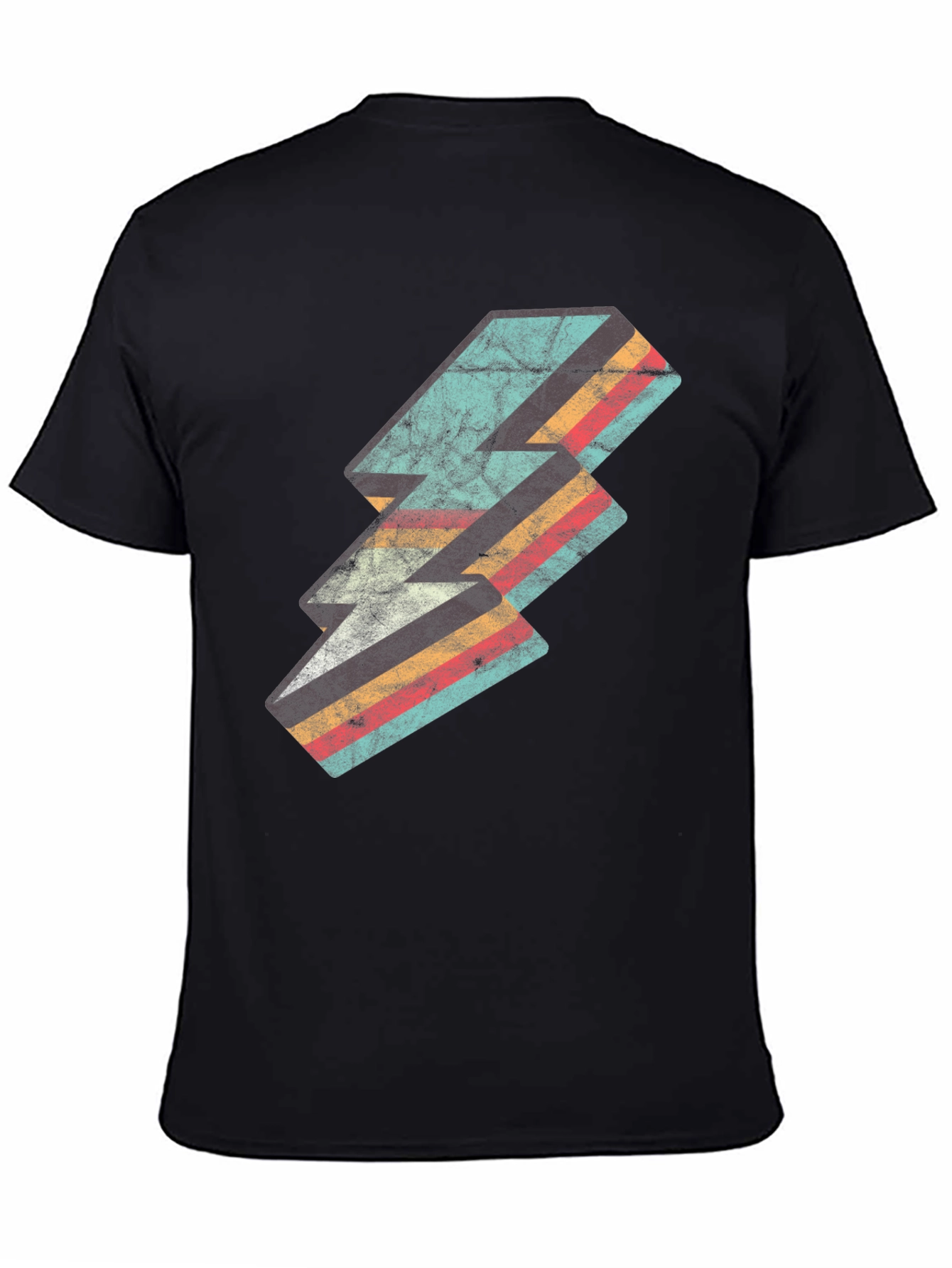Black Retro Lightning Bolt Graphic Tee view 4