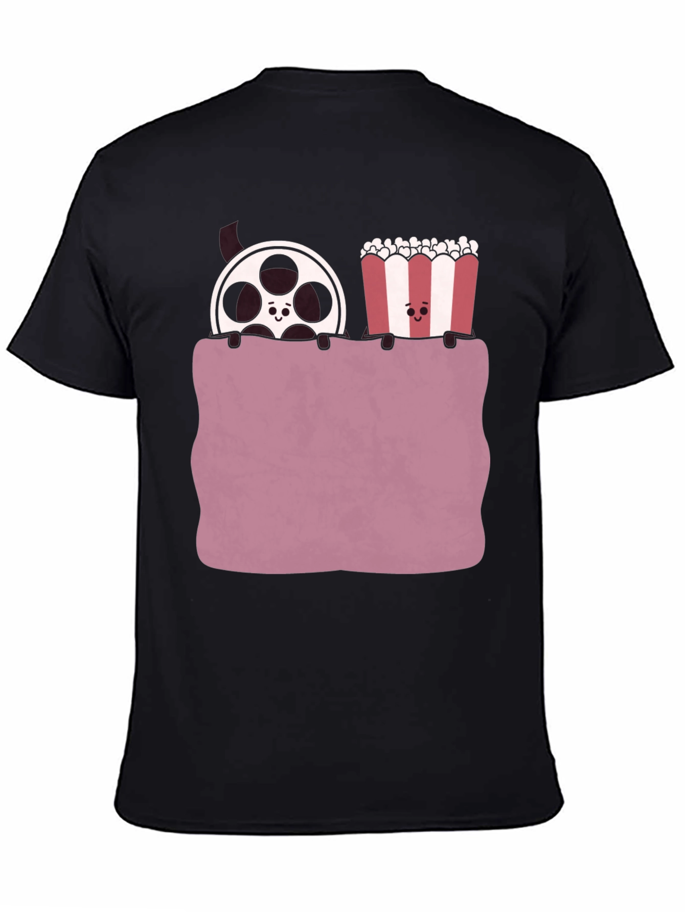 Black Movie Night T-Shirt - Reel & Popcorn Design view 4