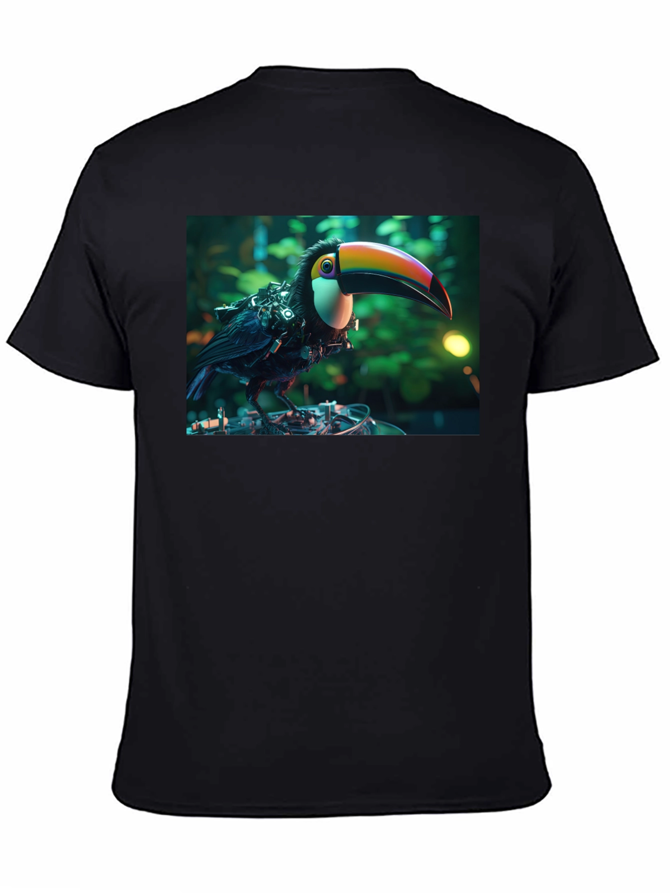 Black Cyber Toucan T-Shirt - Unique Graphic Print view 4