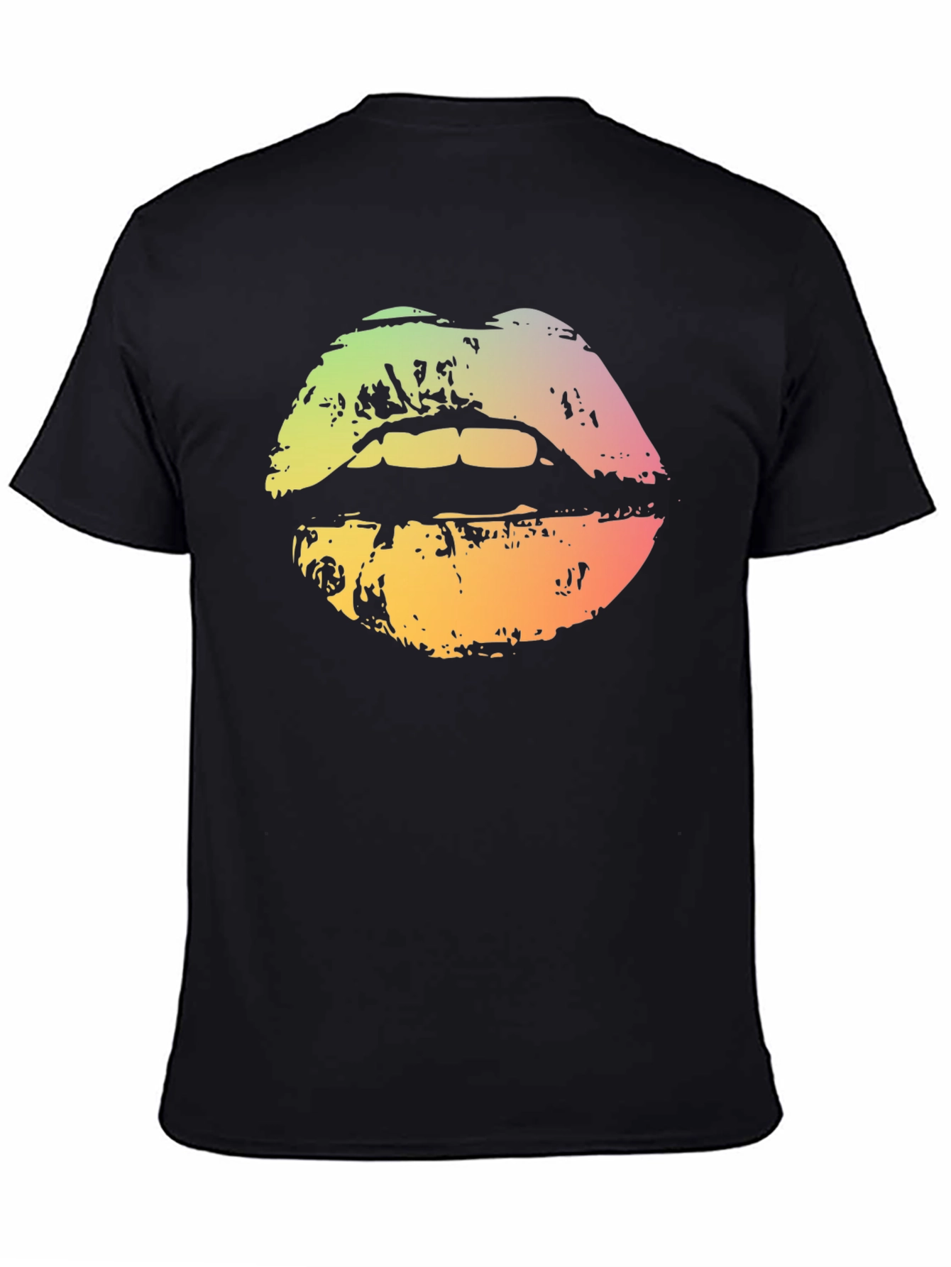 Black Rainbow Lips Graphic T-Shirt - Unisex Cotton Tee view 4