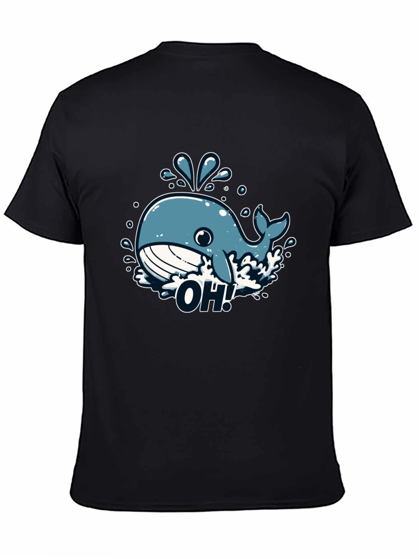 Black Whale-tastic Tee - "OH!" Graphic T-Shirt view 4