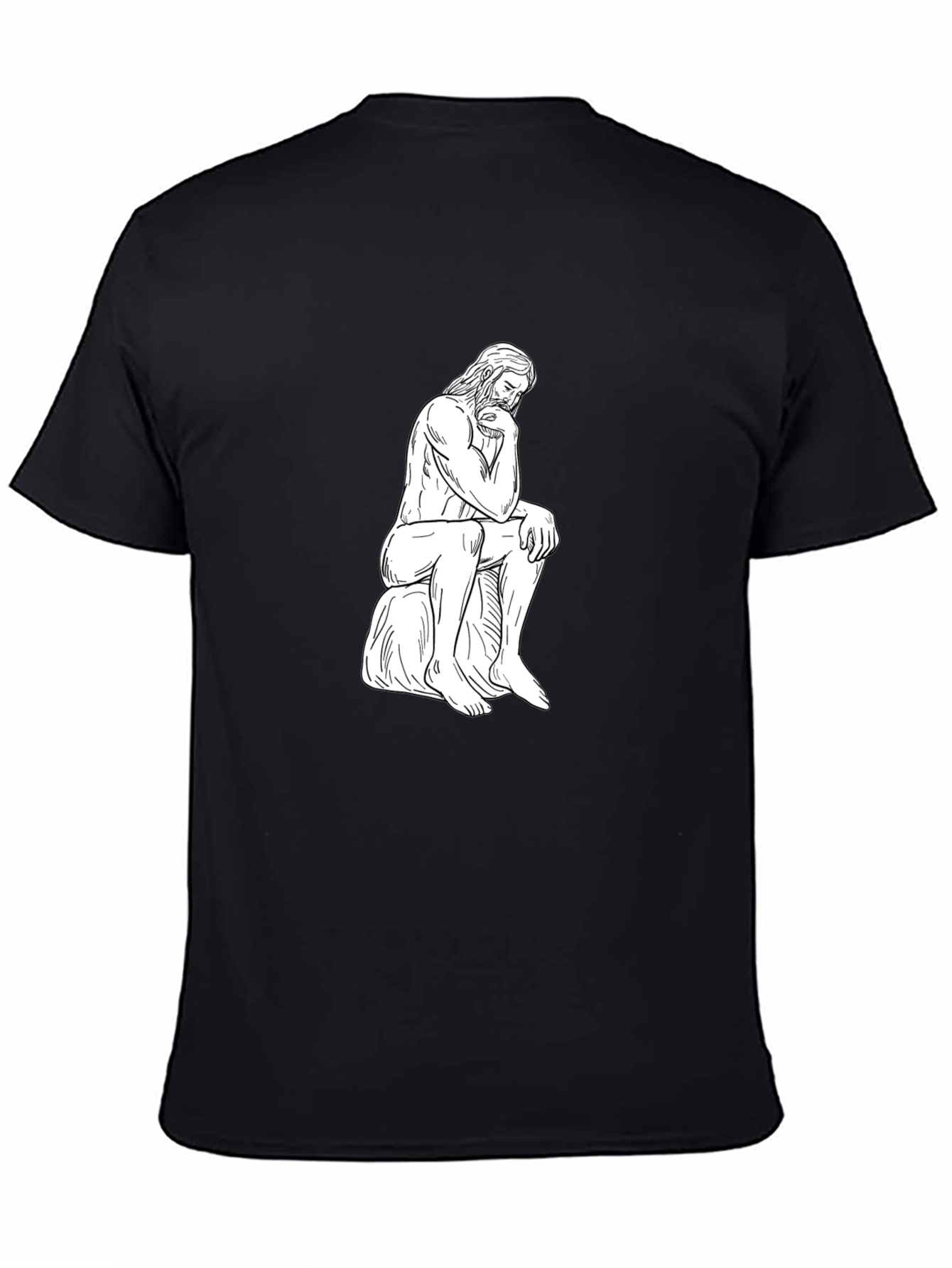 Black The Thinker Graphic Tee - Black Cotton Casual Shirt view 4