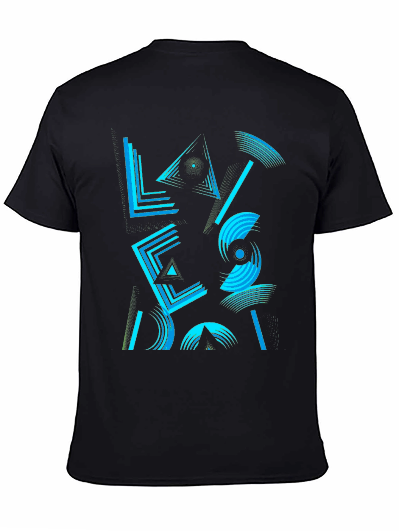 Black Geometric Graphic Print Men's Black T-Shirt view 4