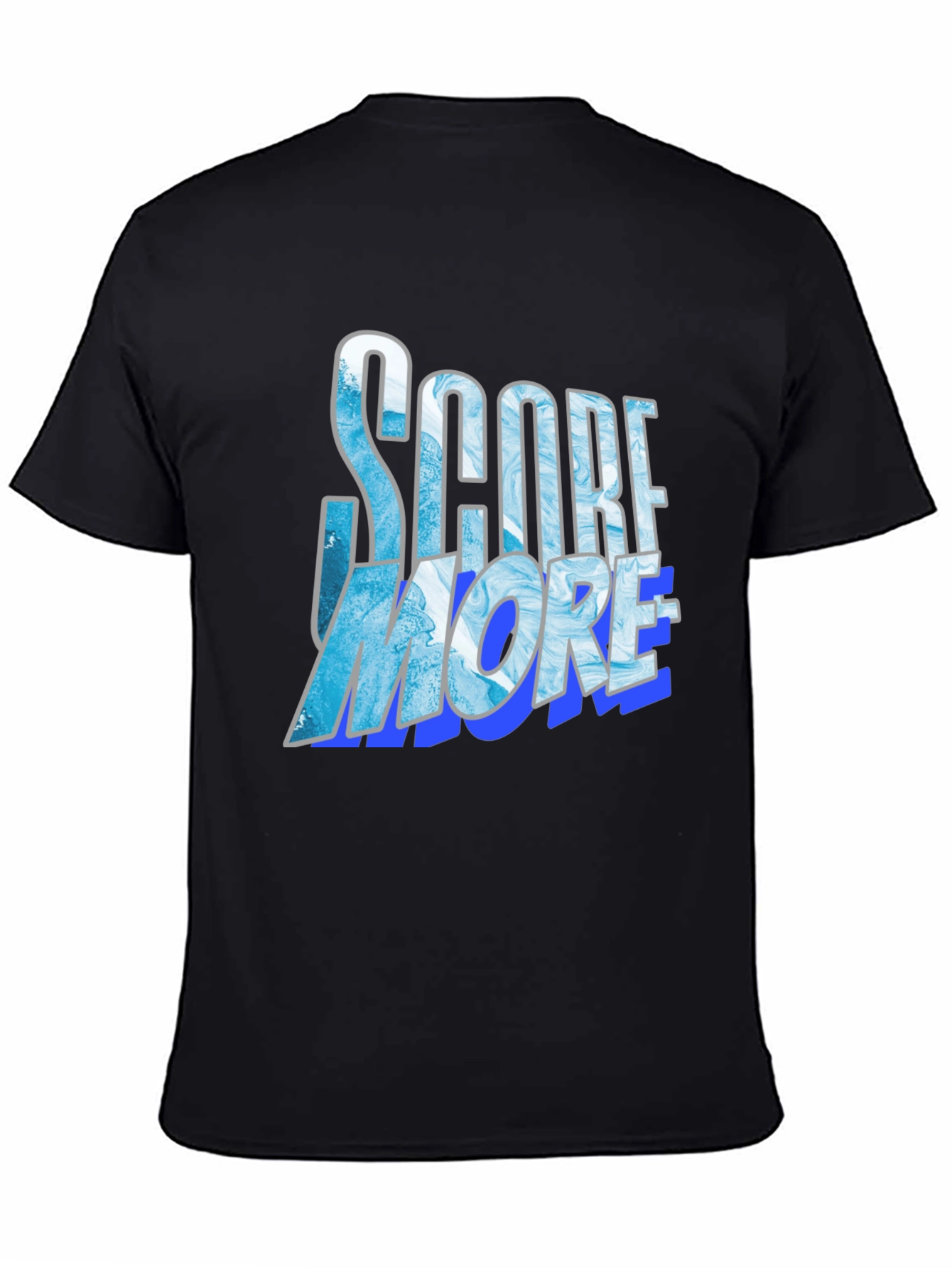 Black Score More Graphic Tee - Cool Blue Design view 4
