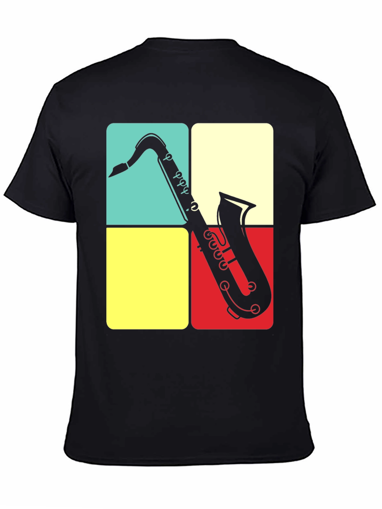 Black Saxophone Graphic Tee | Retro Musical Shirt view 4