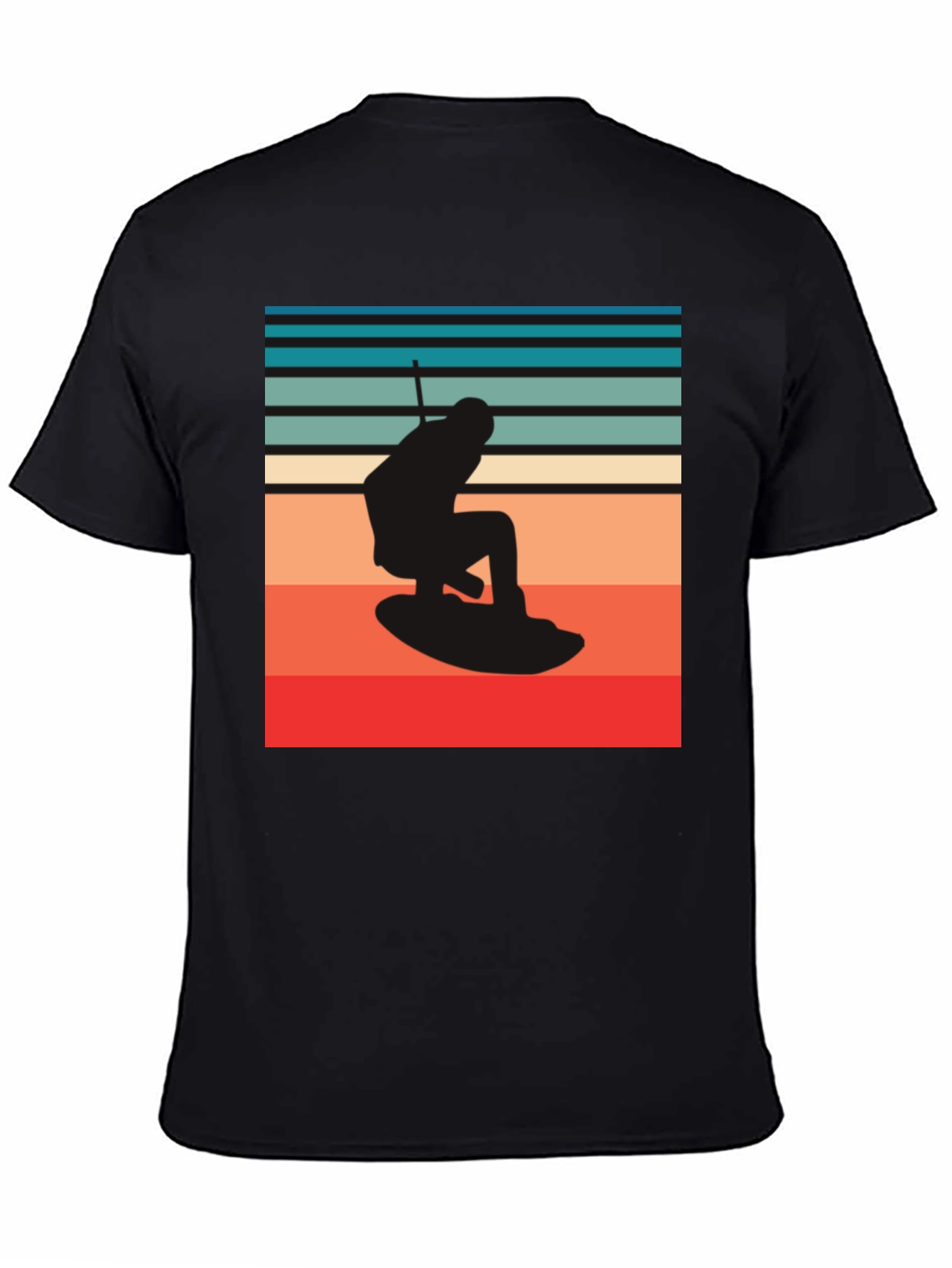 Black Retro Wakeboarding Graphic Tee - Black view 4
