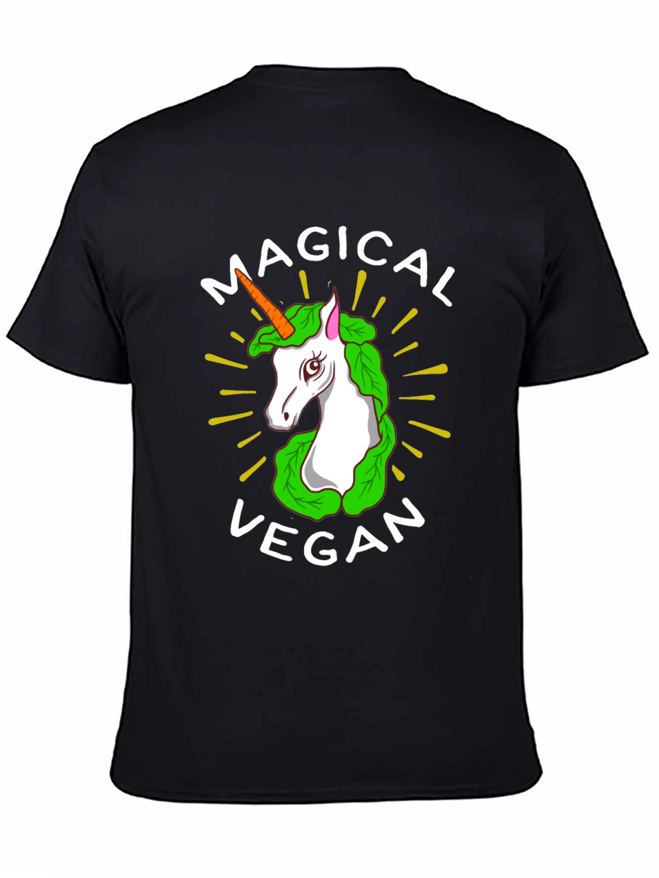 Black Magical Vegan Unicorn T-Shirt view 4