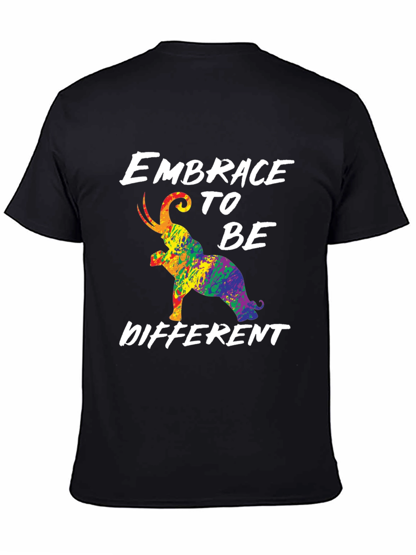 Black Embrace Being Different Elephant Pride T-Shirt view 4
