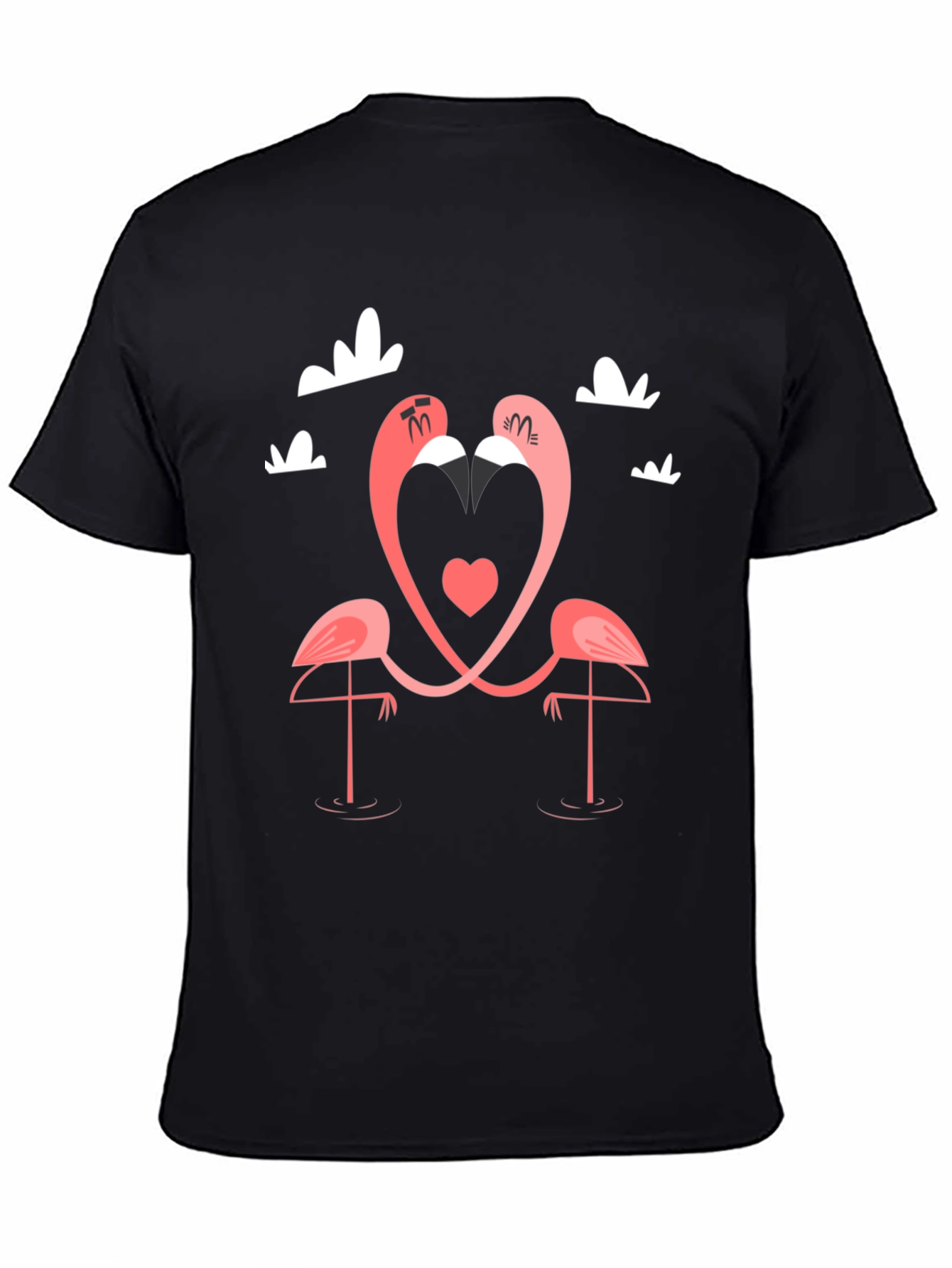 Black Flamingo Heart Graphic Tee - Black view 4