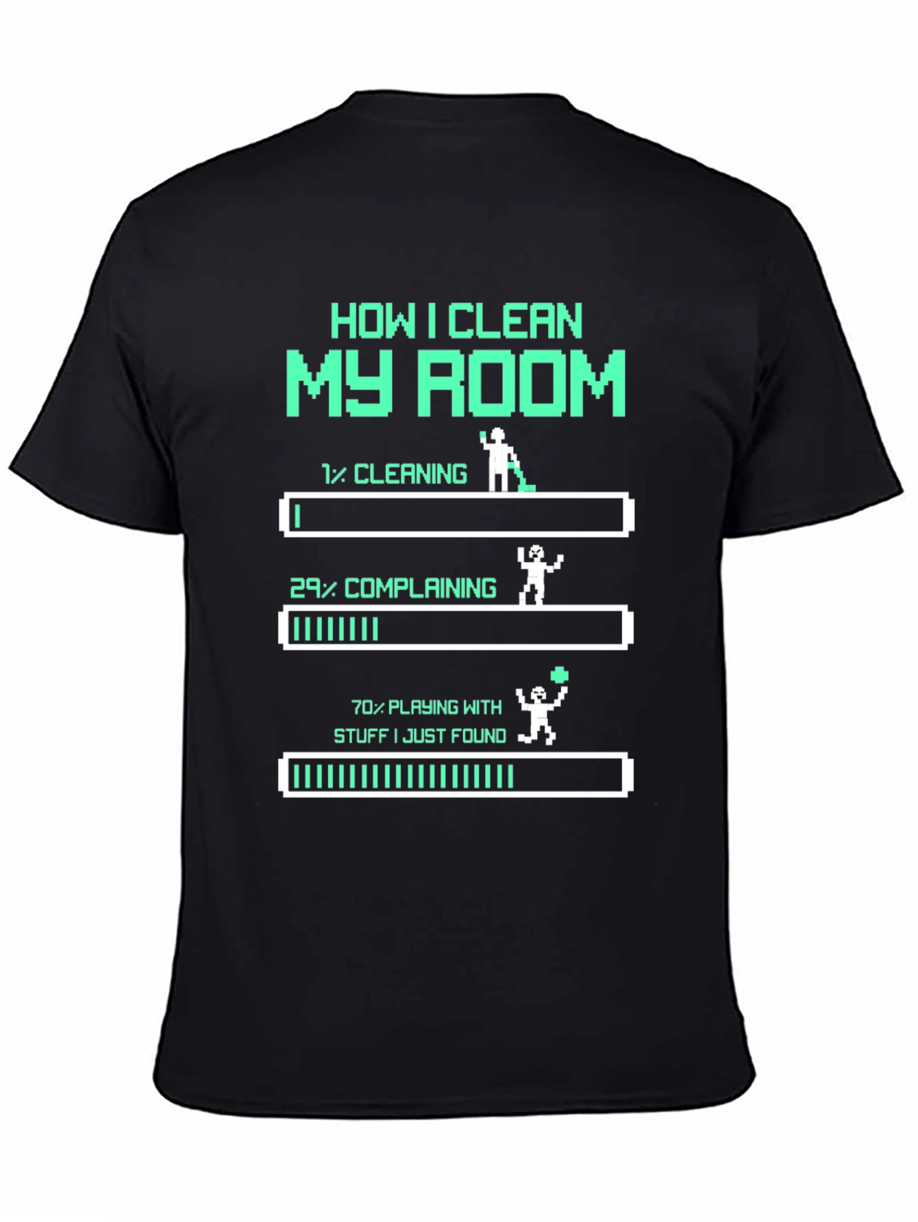 Black Funny "How I Clean My Room" Gamer T-Shirt view 4