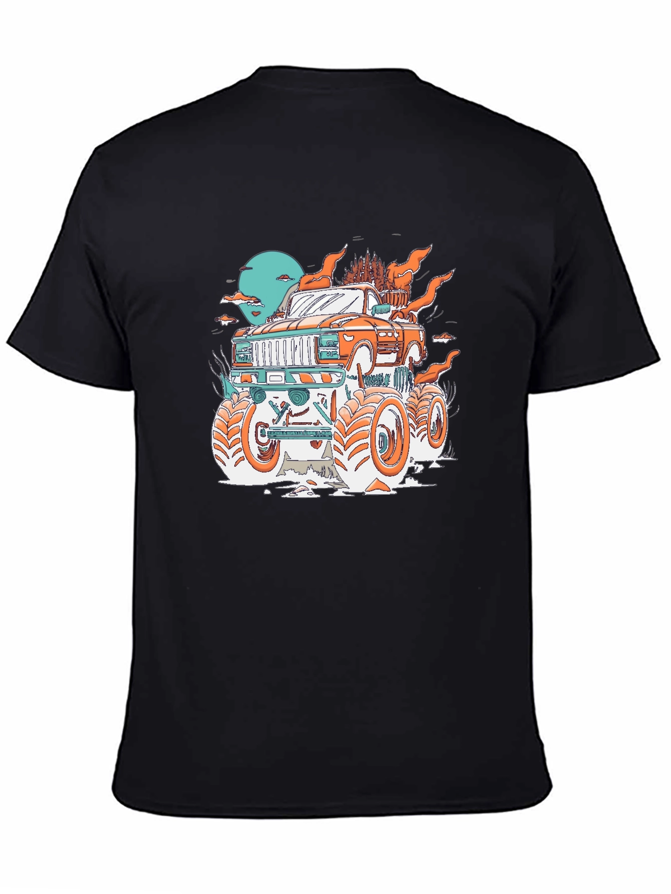 Black Monster Truck Graphic Print Black T-Shirt view 4