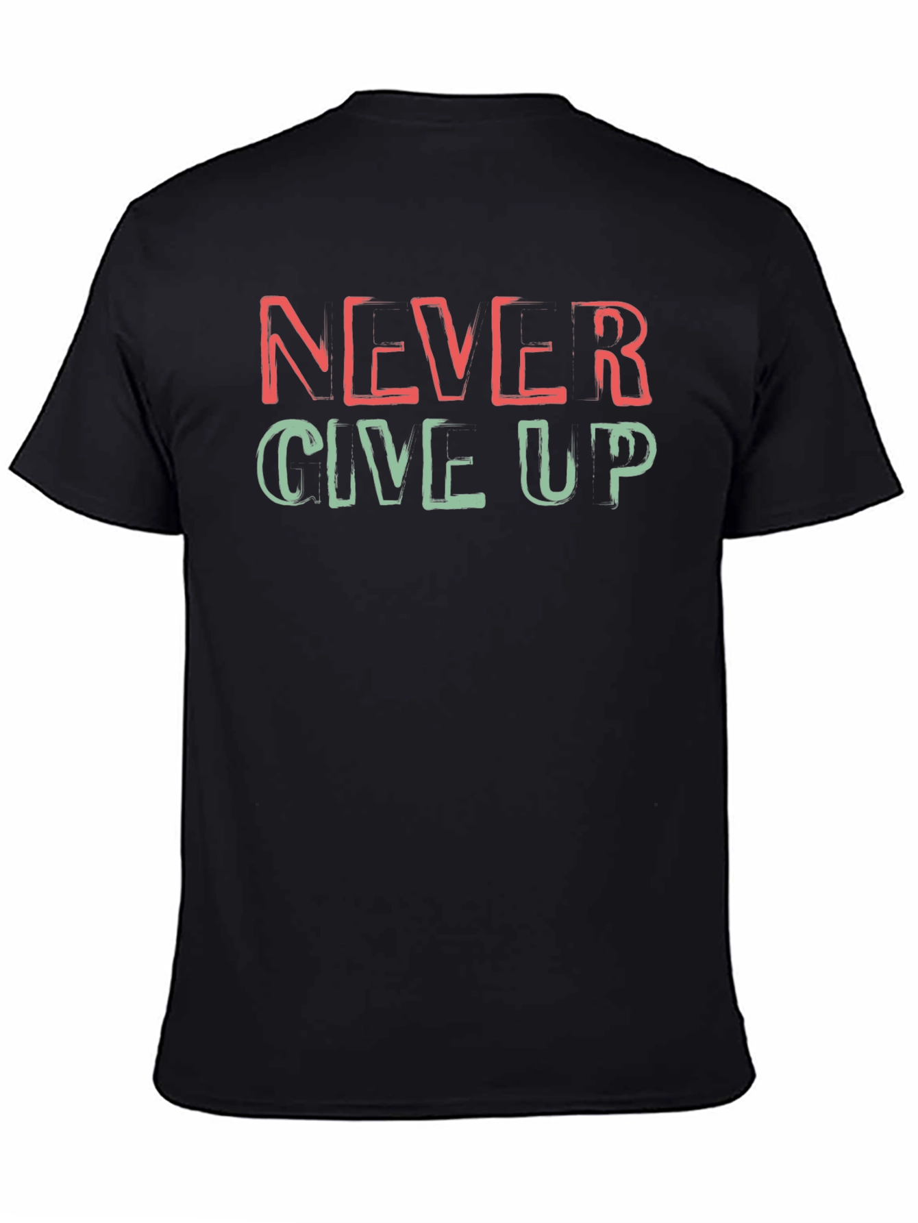 Black Never Give Up Graphic Tee - Motivational T-Shirt view 4