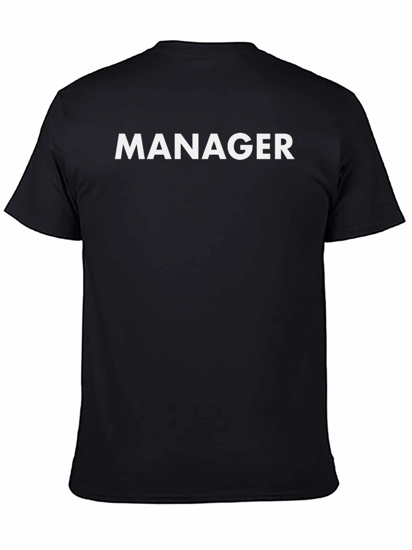 Black Manager T-Shirt - Bold Text, Black Tee view 4