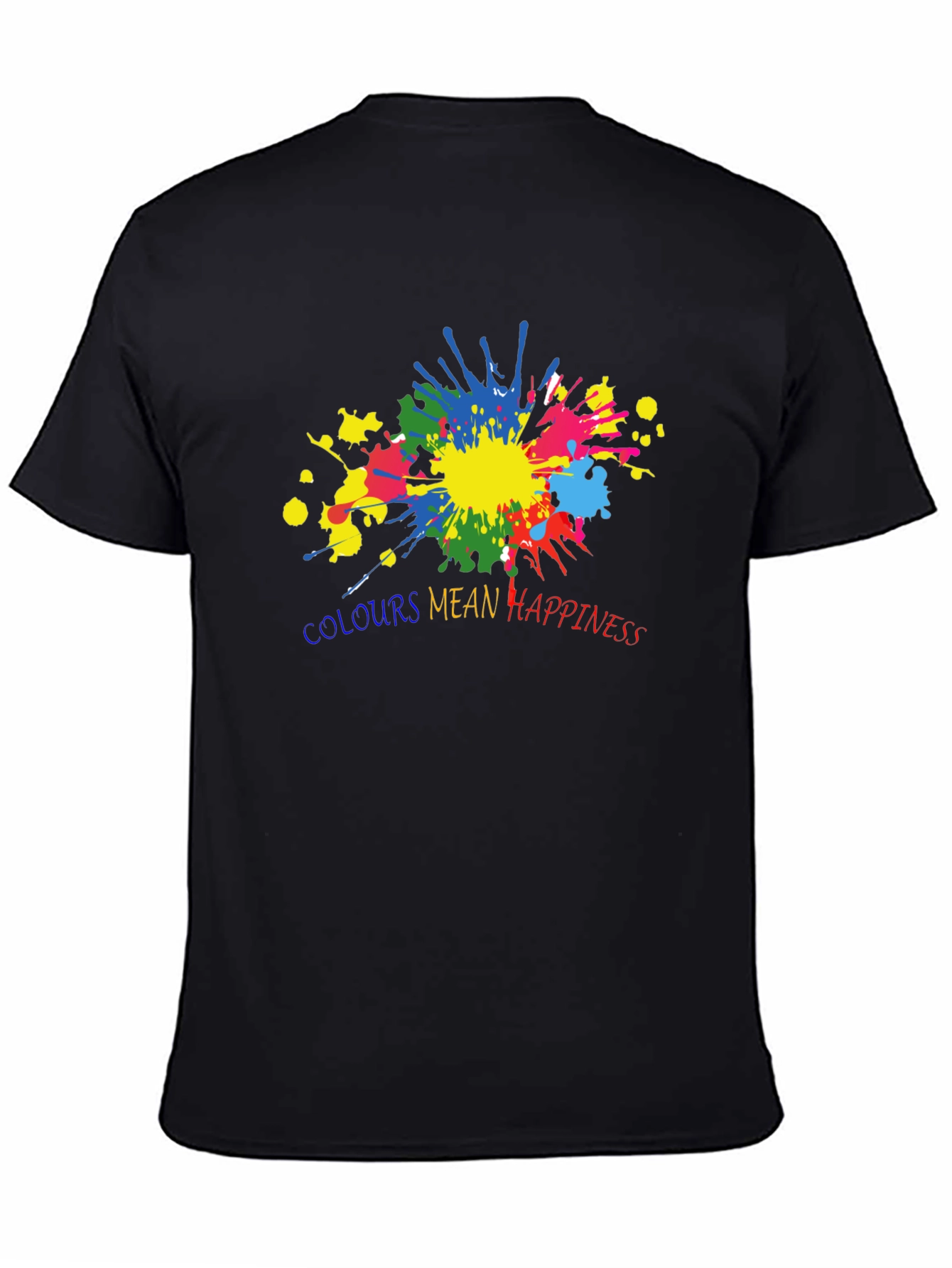Black Colorful Happiness Graphic Black T-Shirt view 4